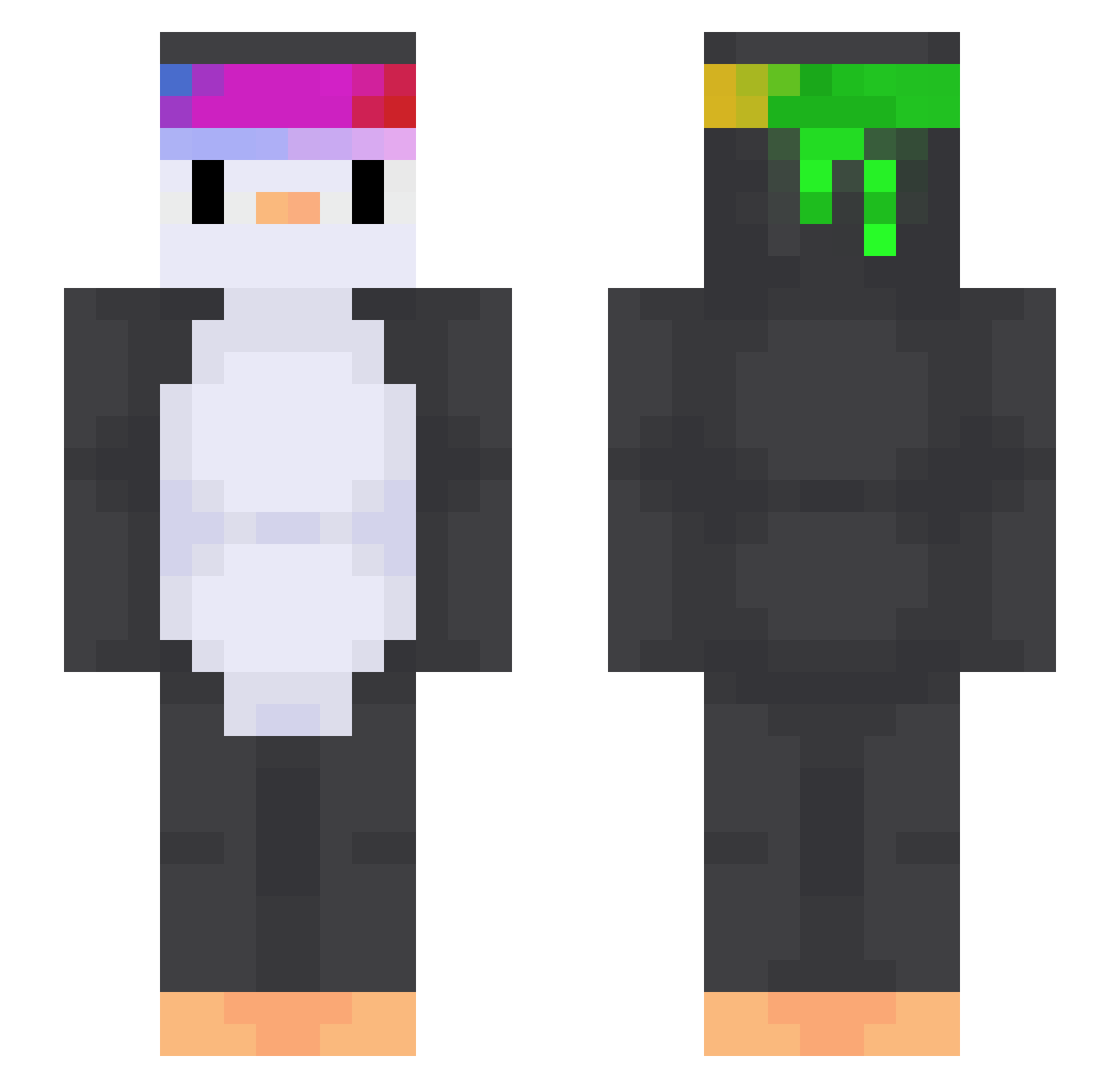 ZoeFish Minecraft skin, front and back view