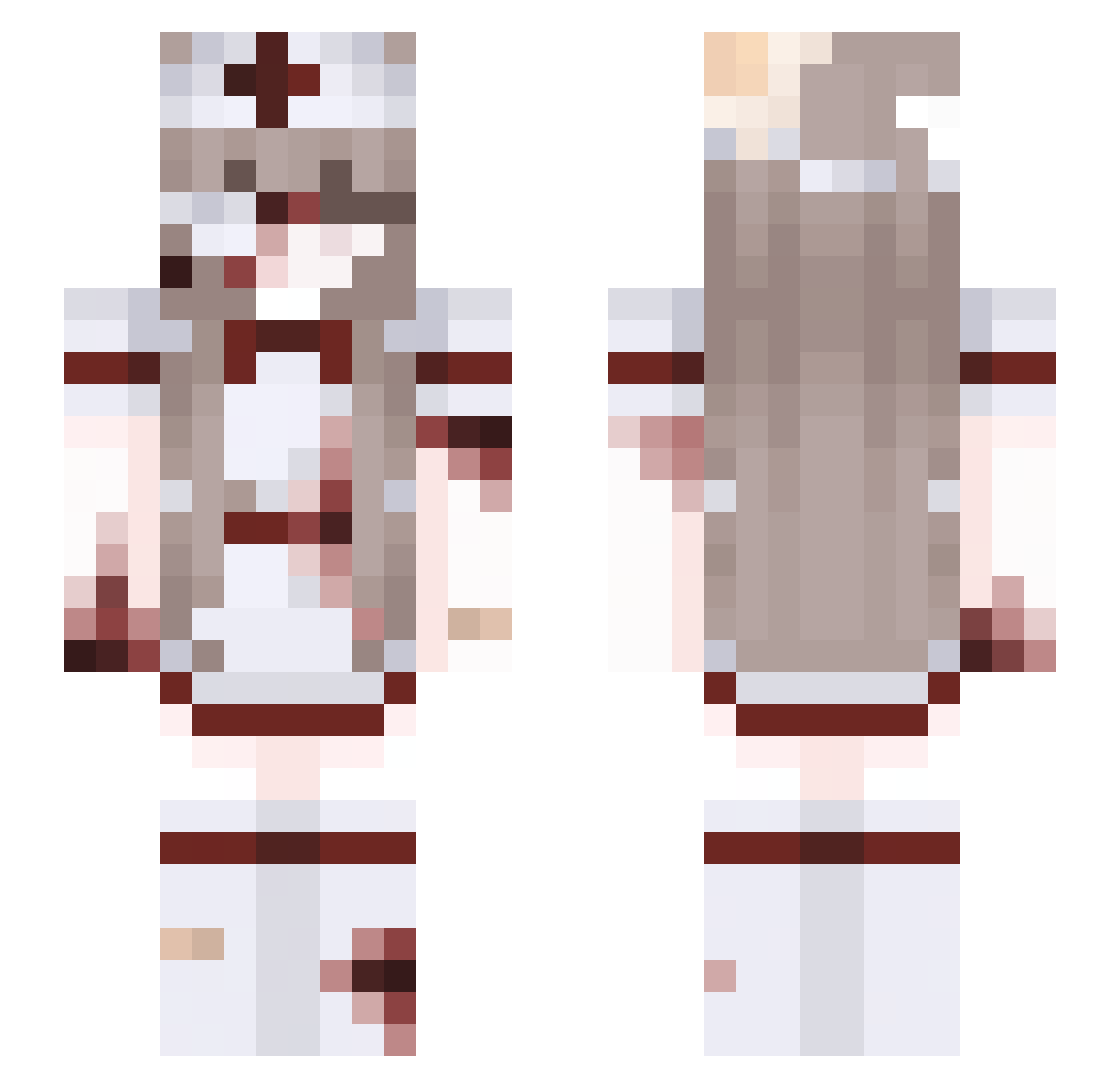 Pinkkmoon Minecraft skin, front and back view