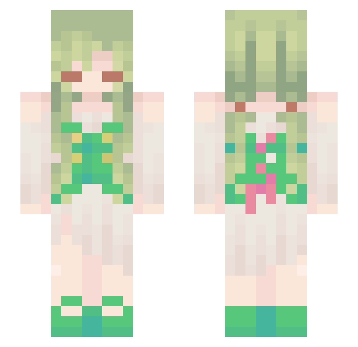 Lizivisi Minecraft skin, front and back view