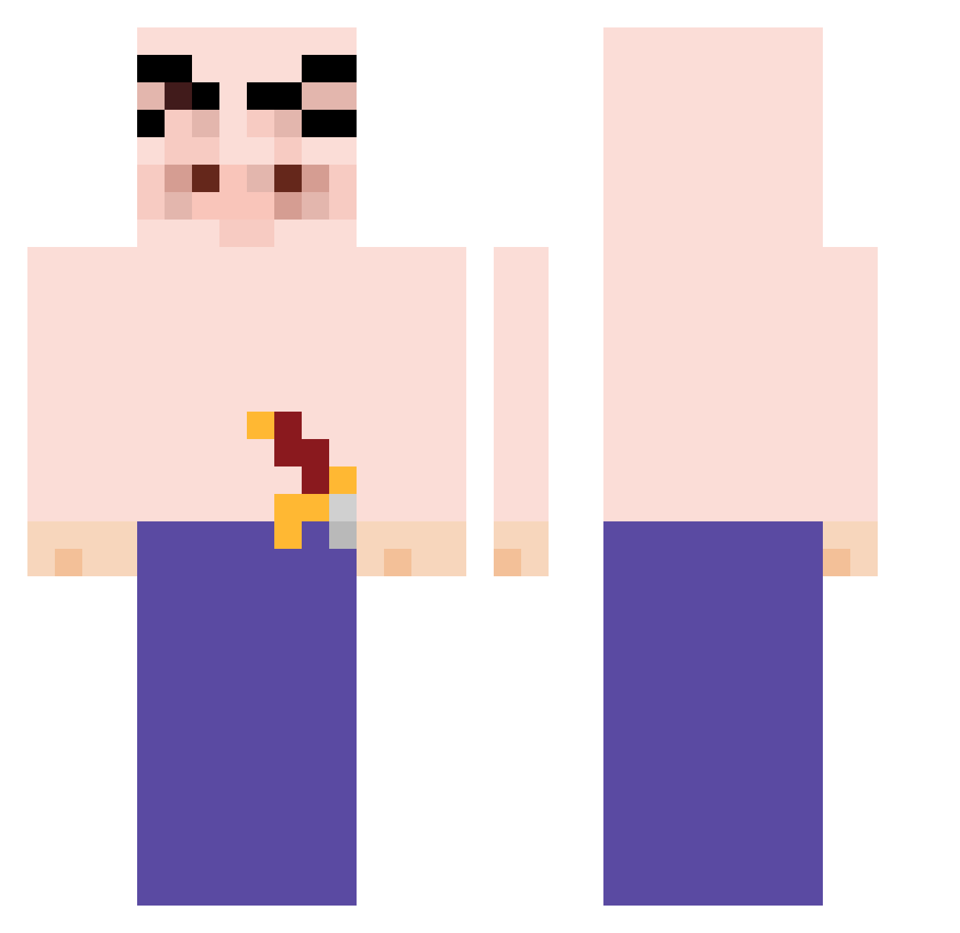kawofn Minecraft skin, front and back view