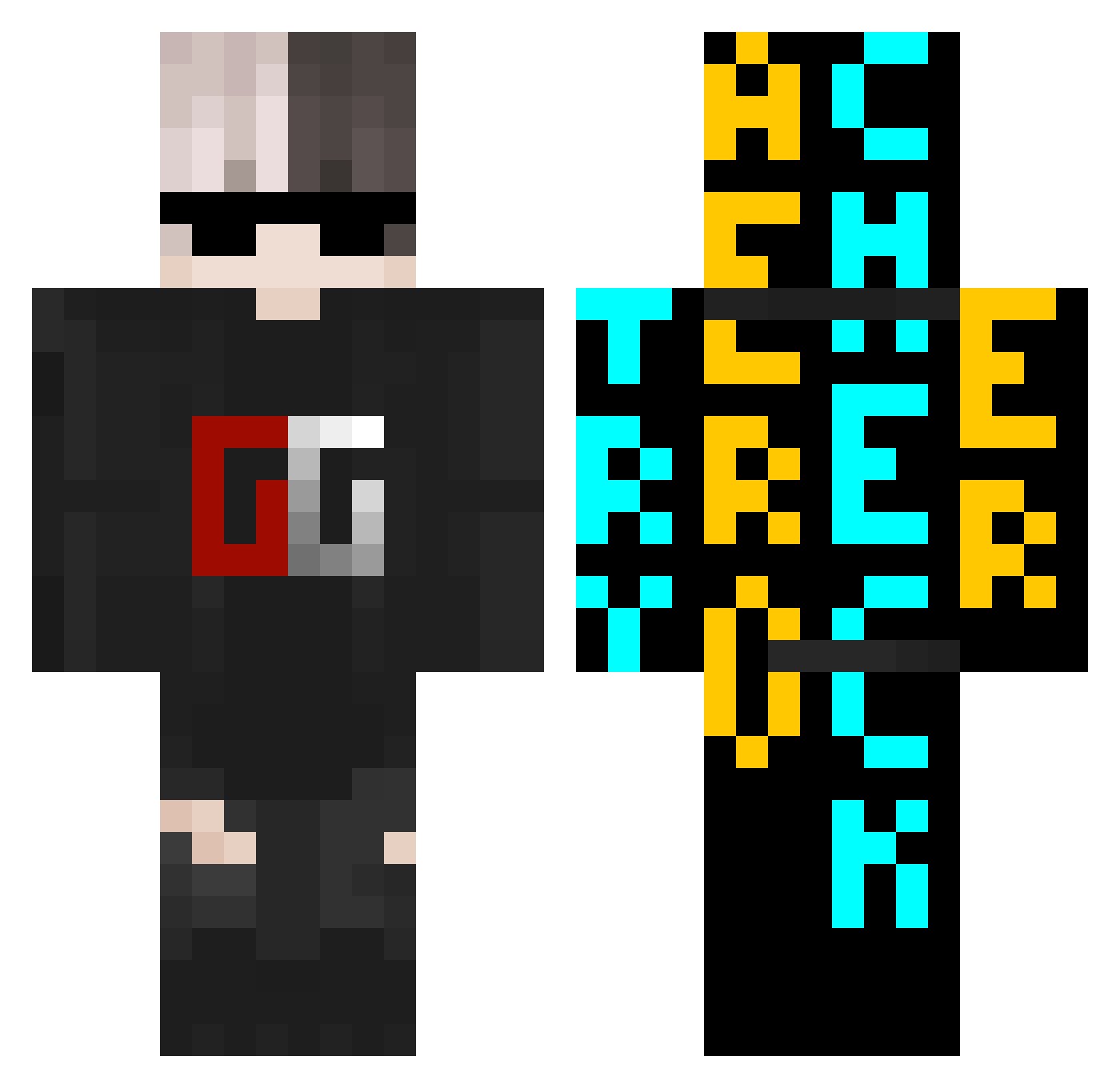 vouqe Minecraft skin, front and back view