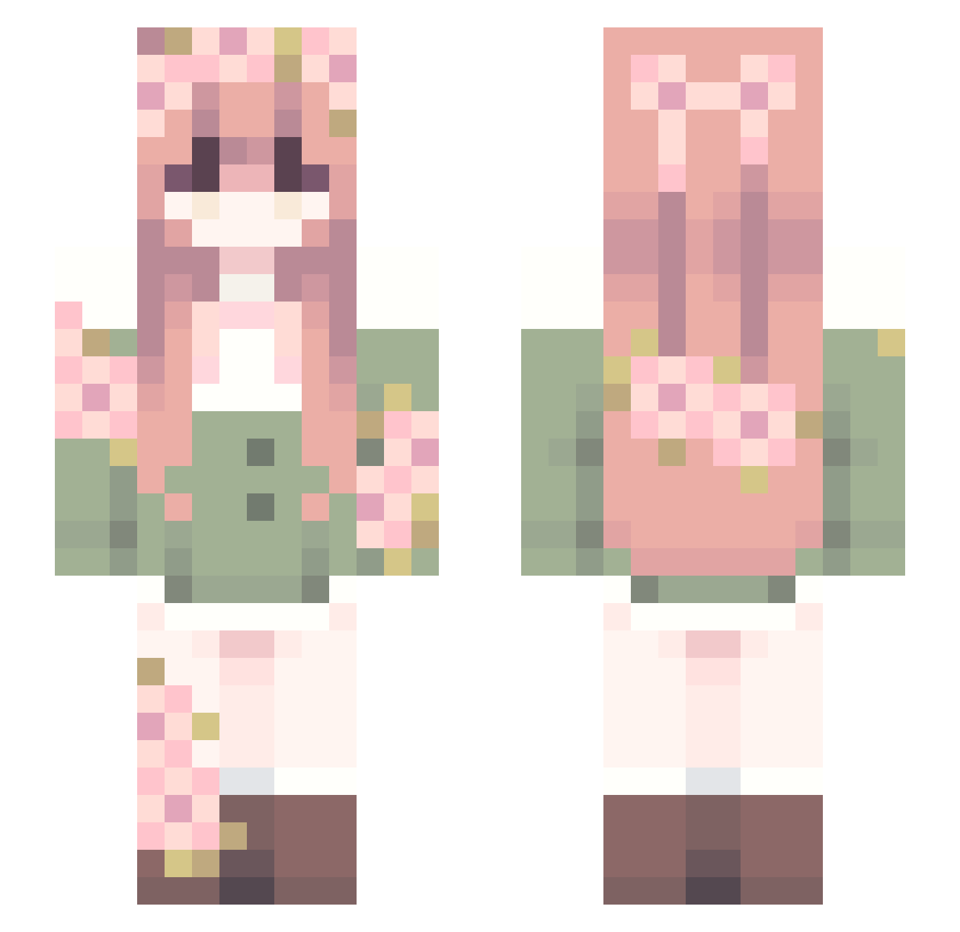 pockyistiks Minecraft skin, front and back view