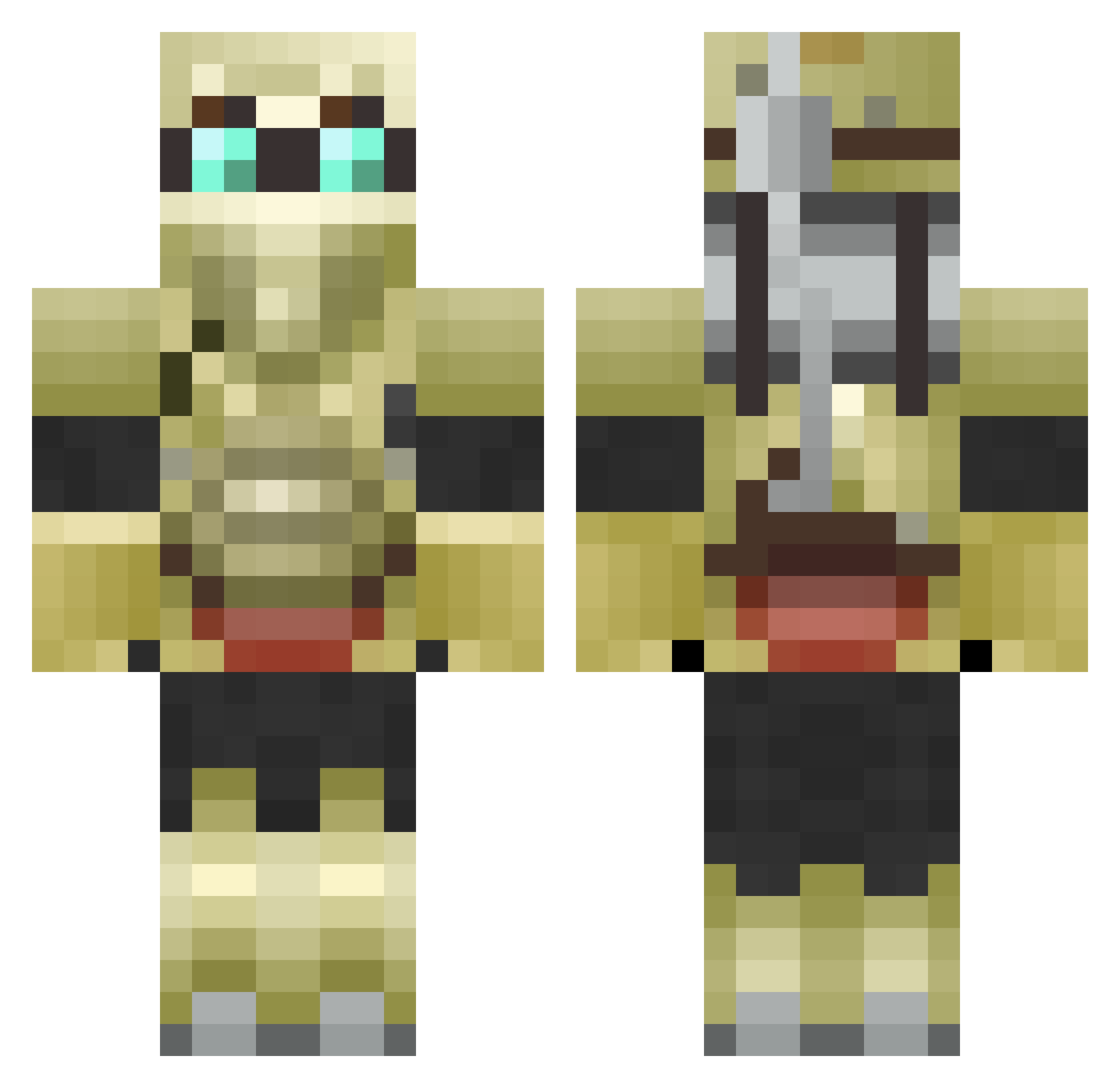 Hypaethral Minecraft skin, front and back view