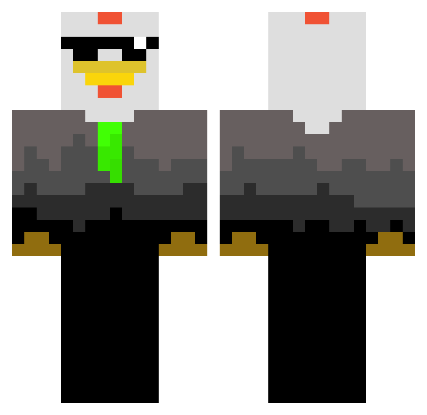 Cuccos Minecraft skin, front and back view
