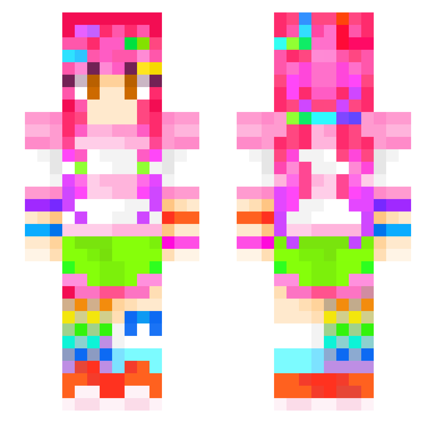 TuTeeXd Minecraft skin, front and back view