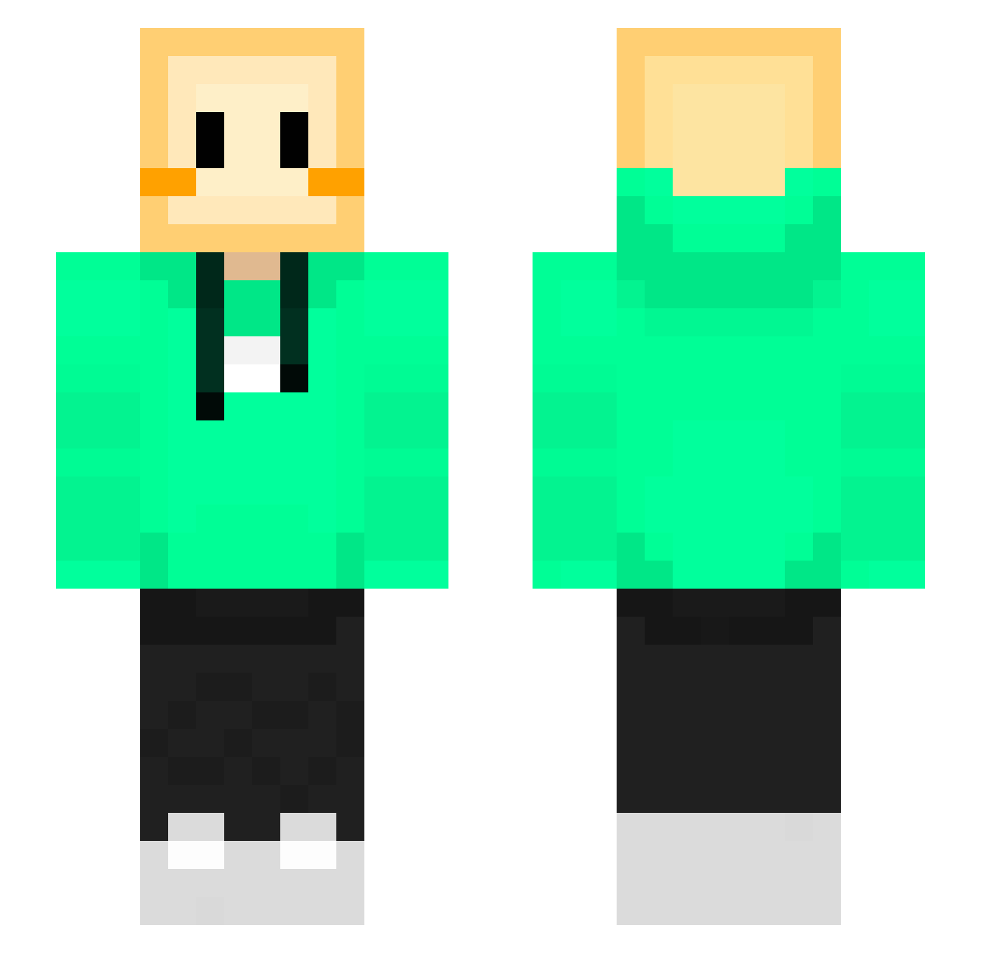 Yorqin Minecraft skin, front and back view