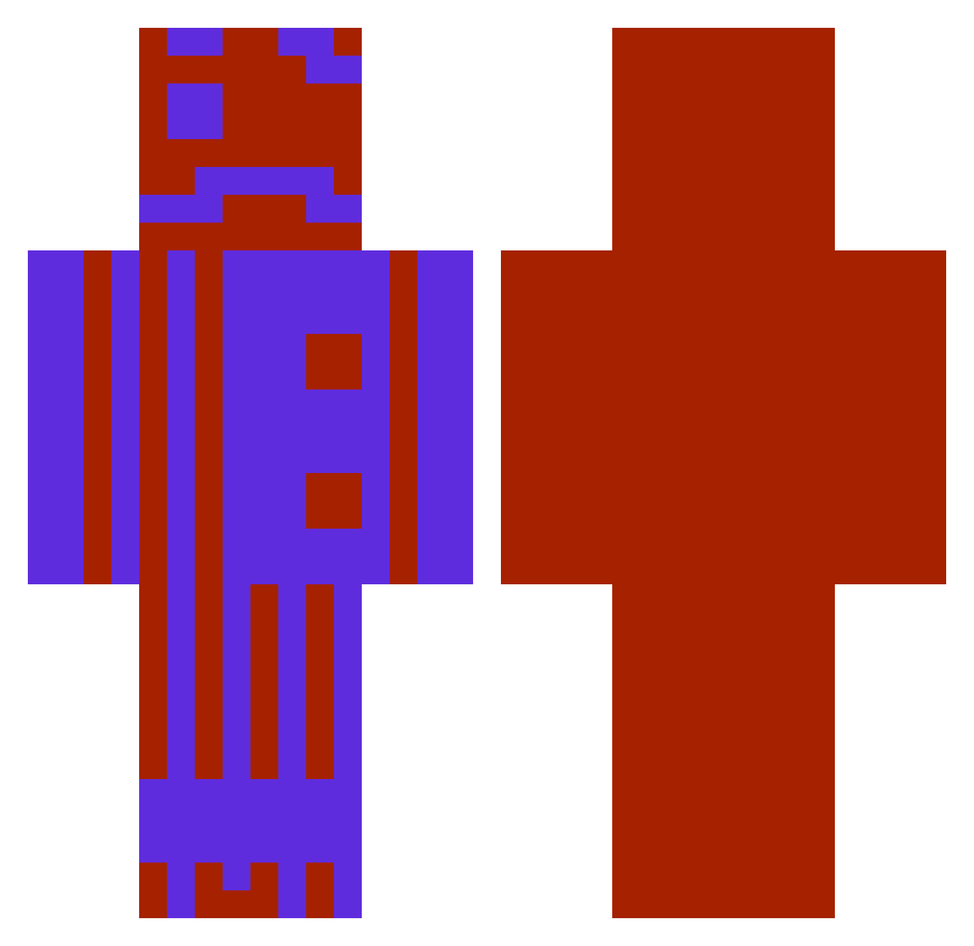 Zemastter Minecraft skin, front and back view