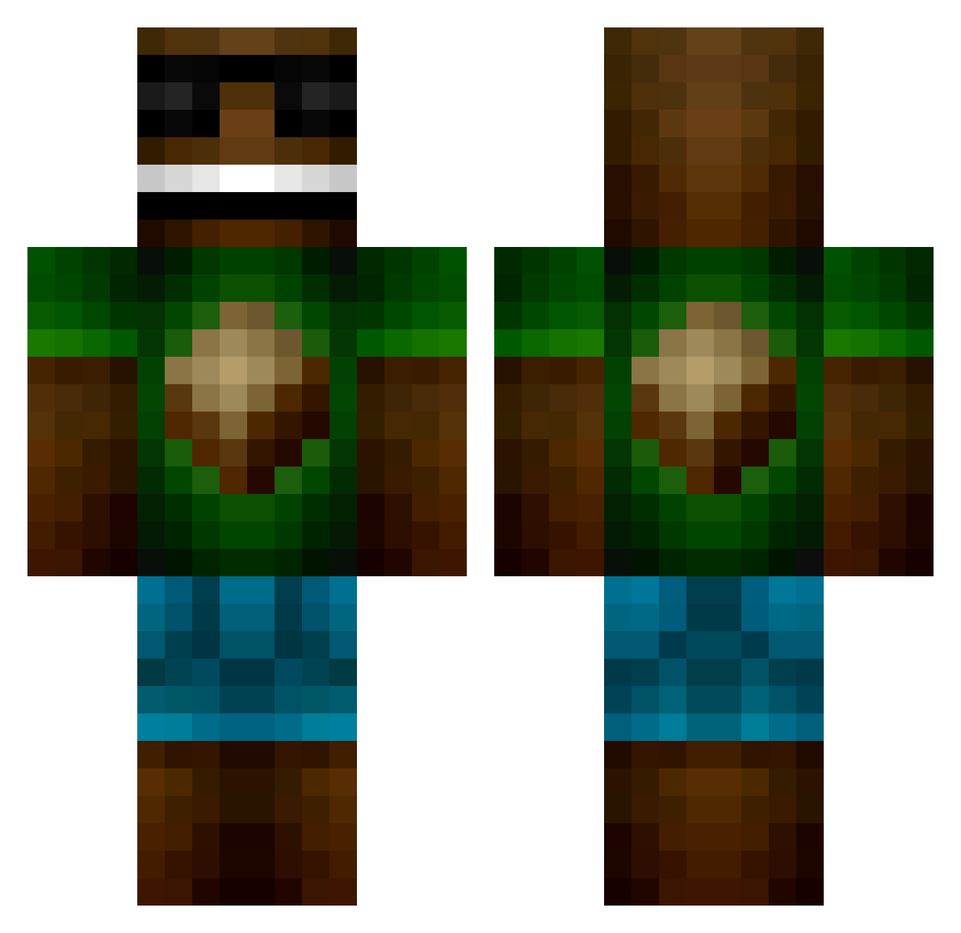 Tarnishment Minecraft skin, front and back view
