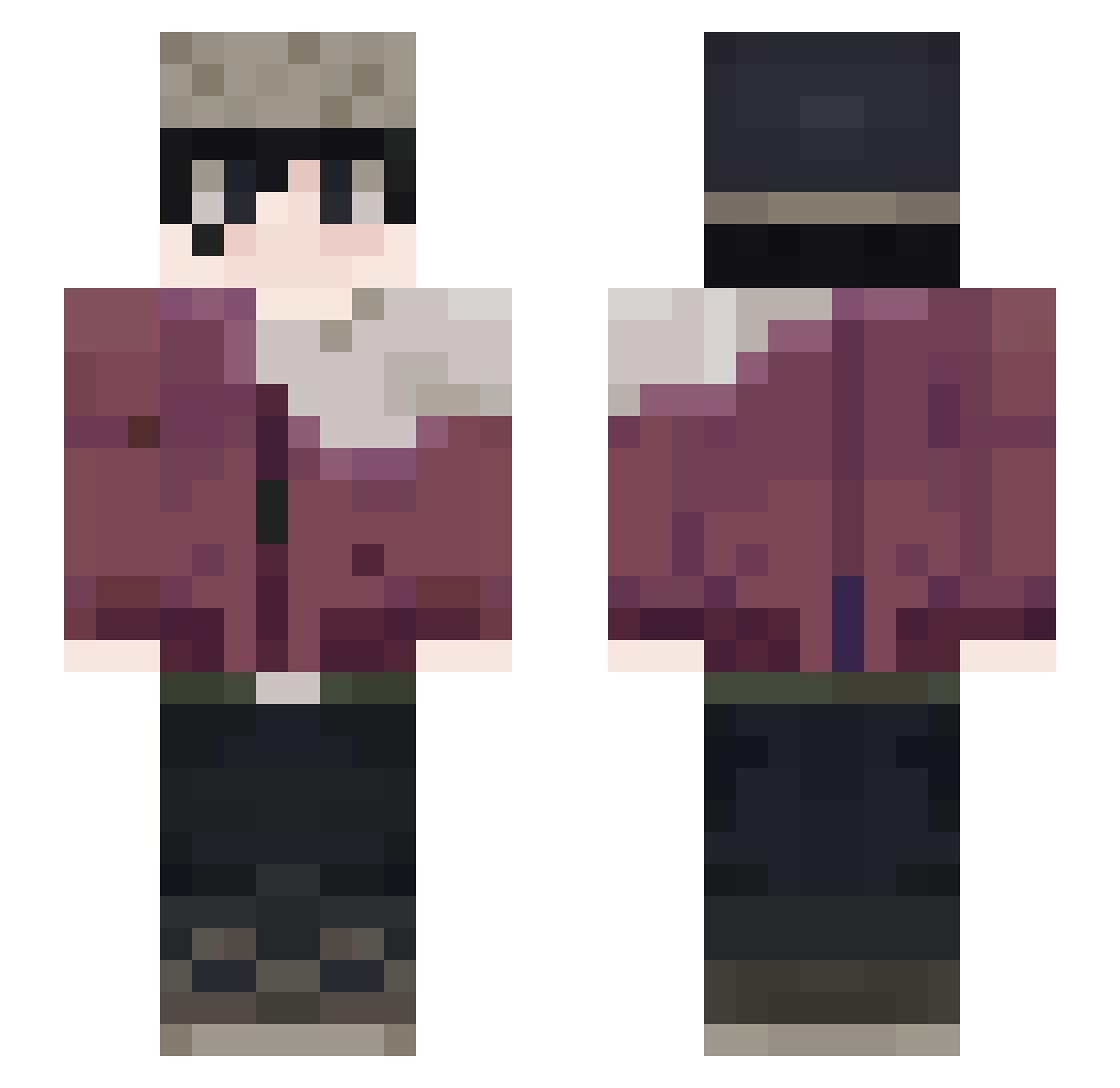 Whiteelolaq Minecraft skin, front and back view
