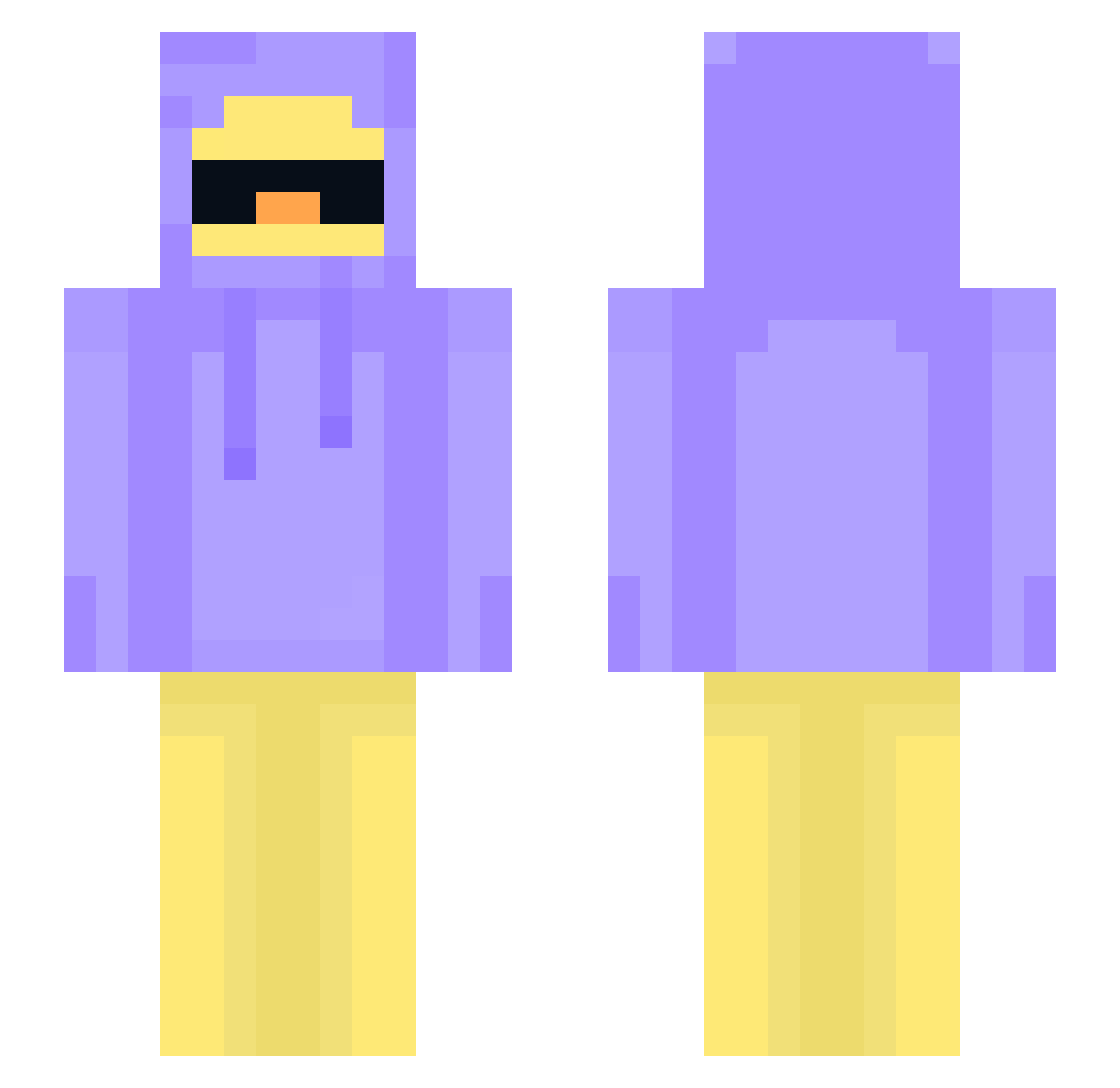 Quilled Minecraft skin, front and back view