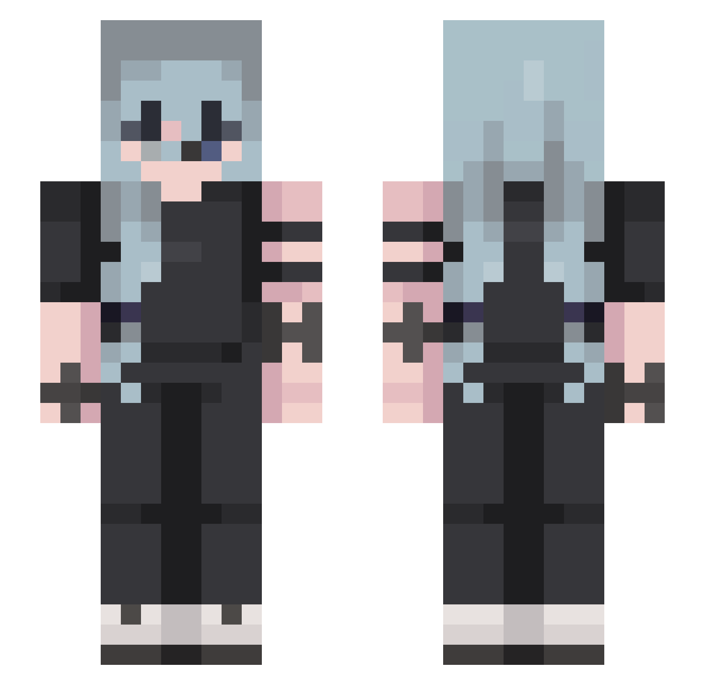 YandereJester Minecraft skin, front and back view