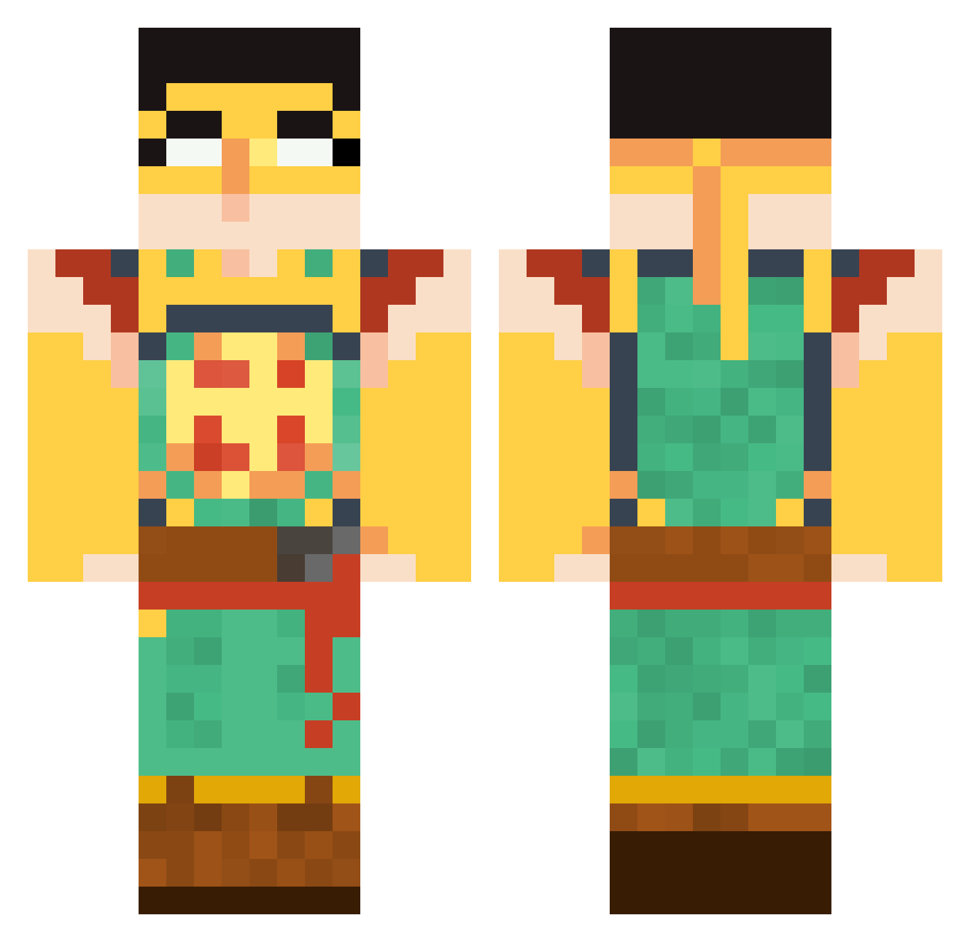 StuffnNumber Minecraft skin, front and back view