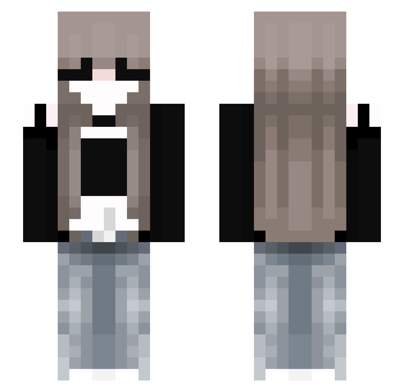 stowaways Minecraft skin, front and back view