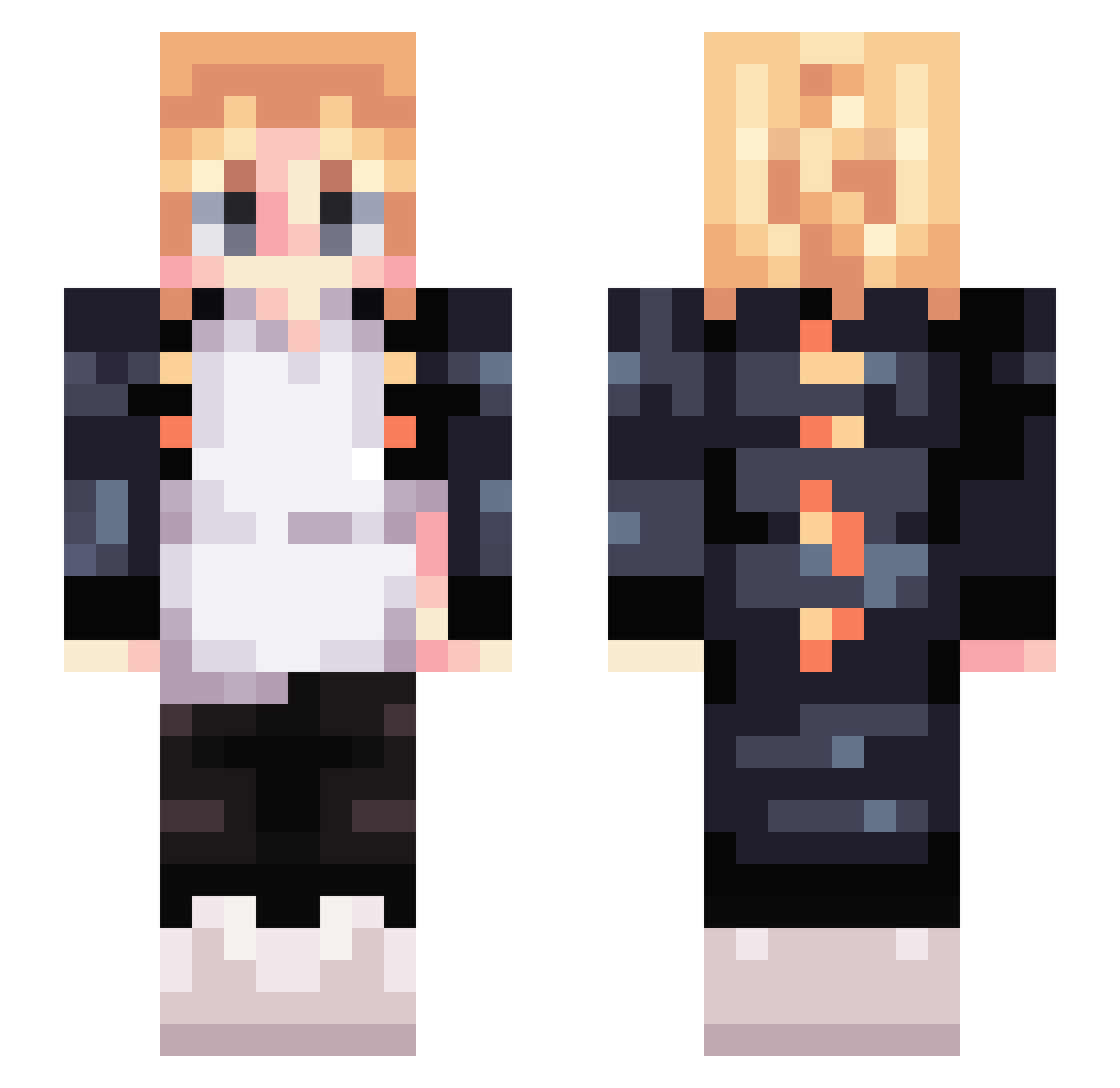 Haloed Minecraft skin, front and back view