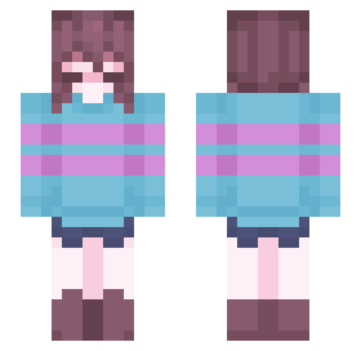SpringHearts Minecraft skin, front and back view