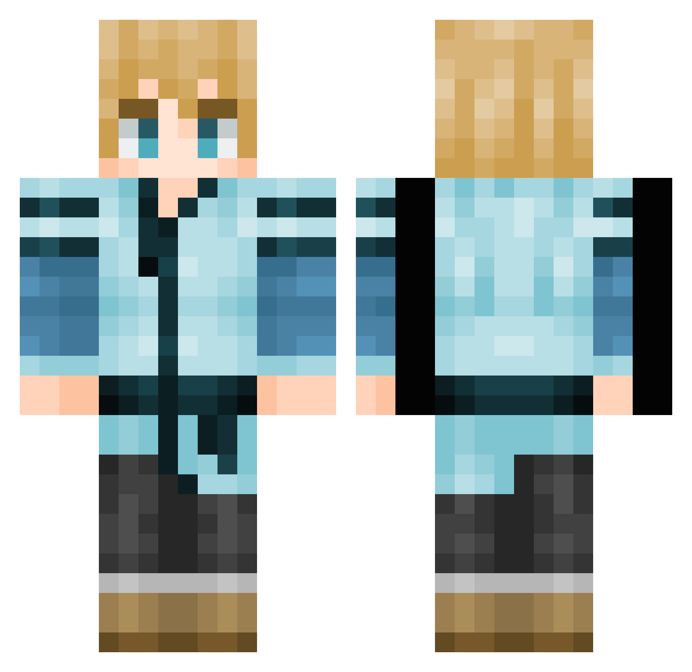 GrandAltaica Minecraft skin, front and back view