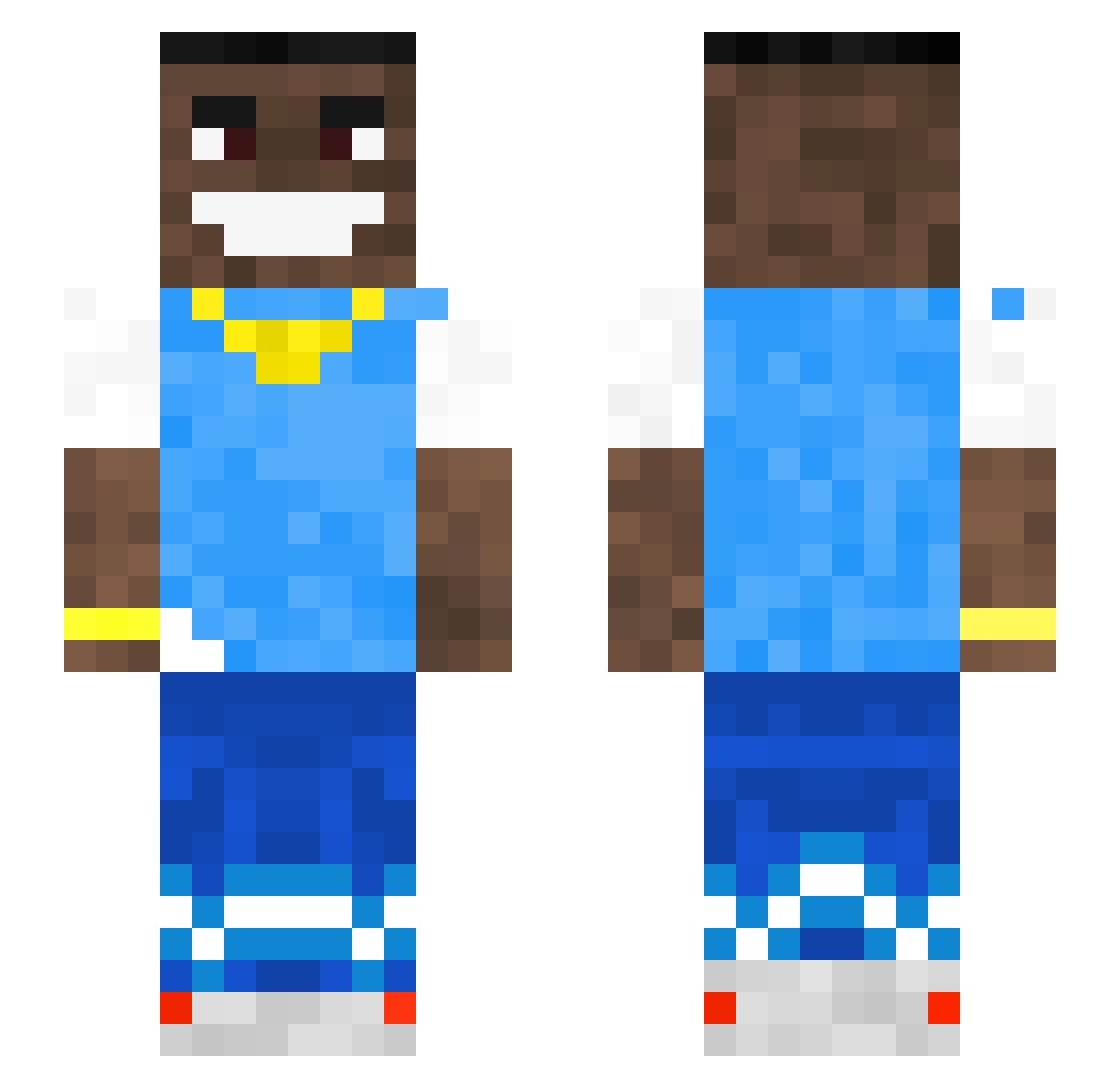 jcspvr Minecraft skin, front and back view