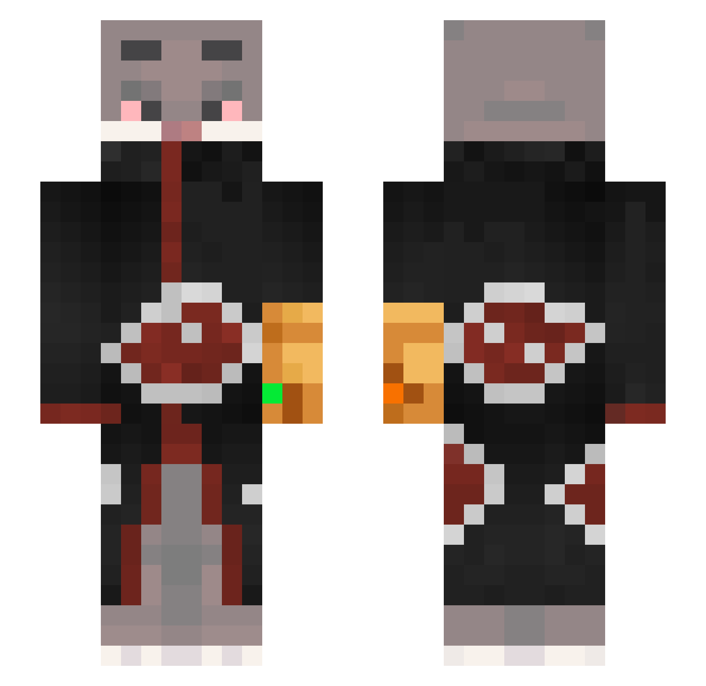 Cr0cxy Minecraft skin, front and back view