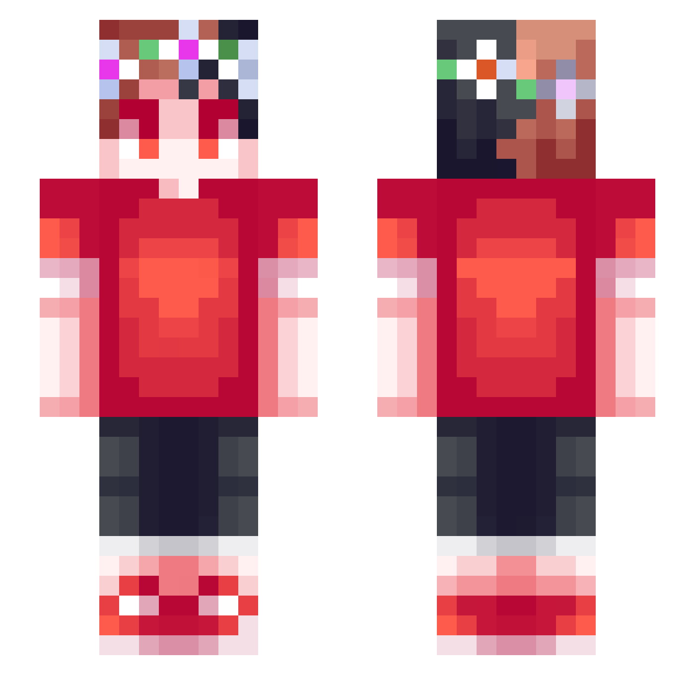 sadwithme Minecraft skin, front and back view