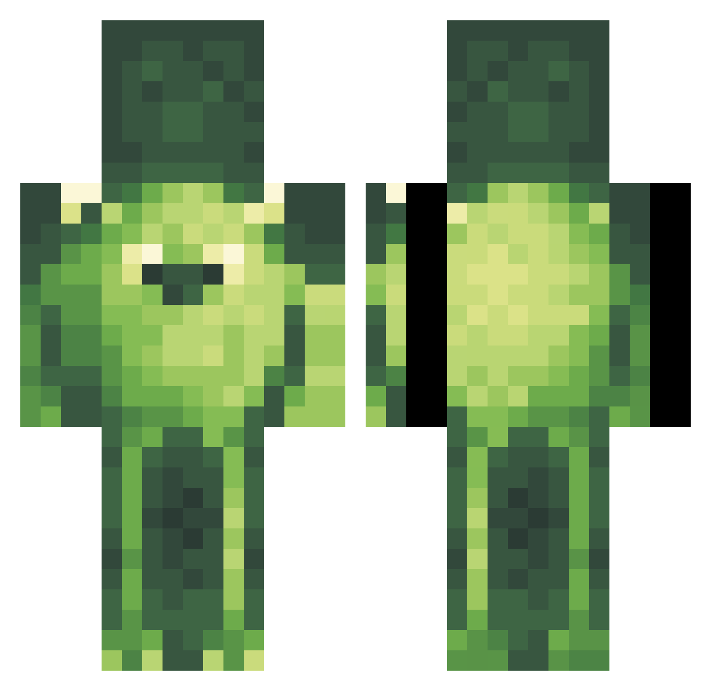 hsbe Minecraft skin, front and back view