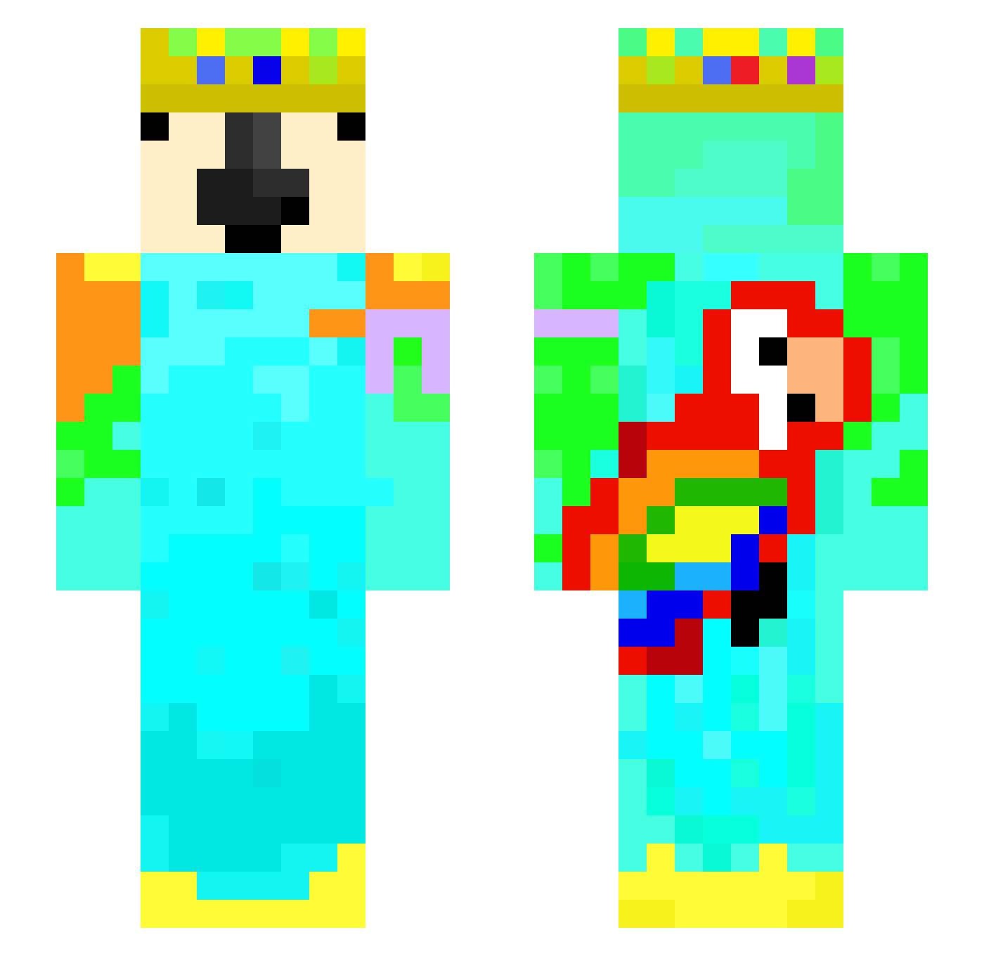 VenomFoxPVP Minecraft skin, front and back view