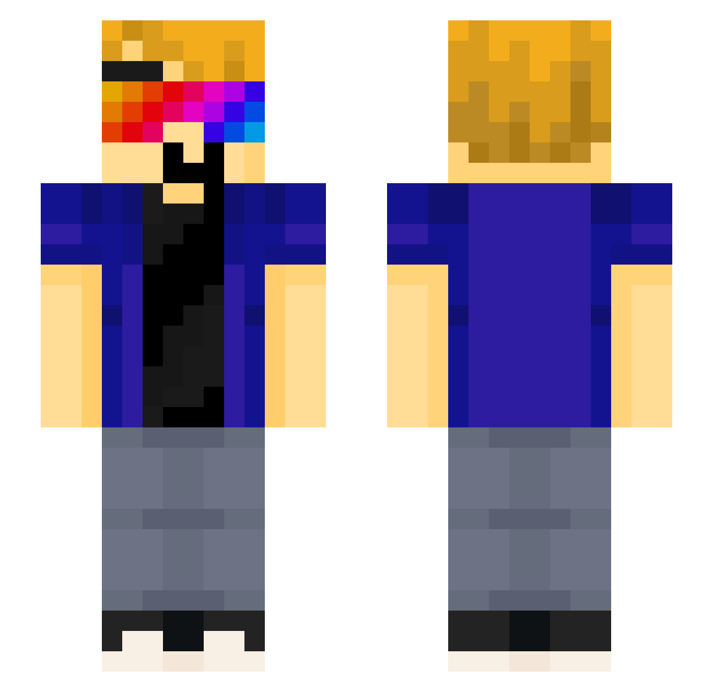 Blockiply Minecraft skin, front and back view