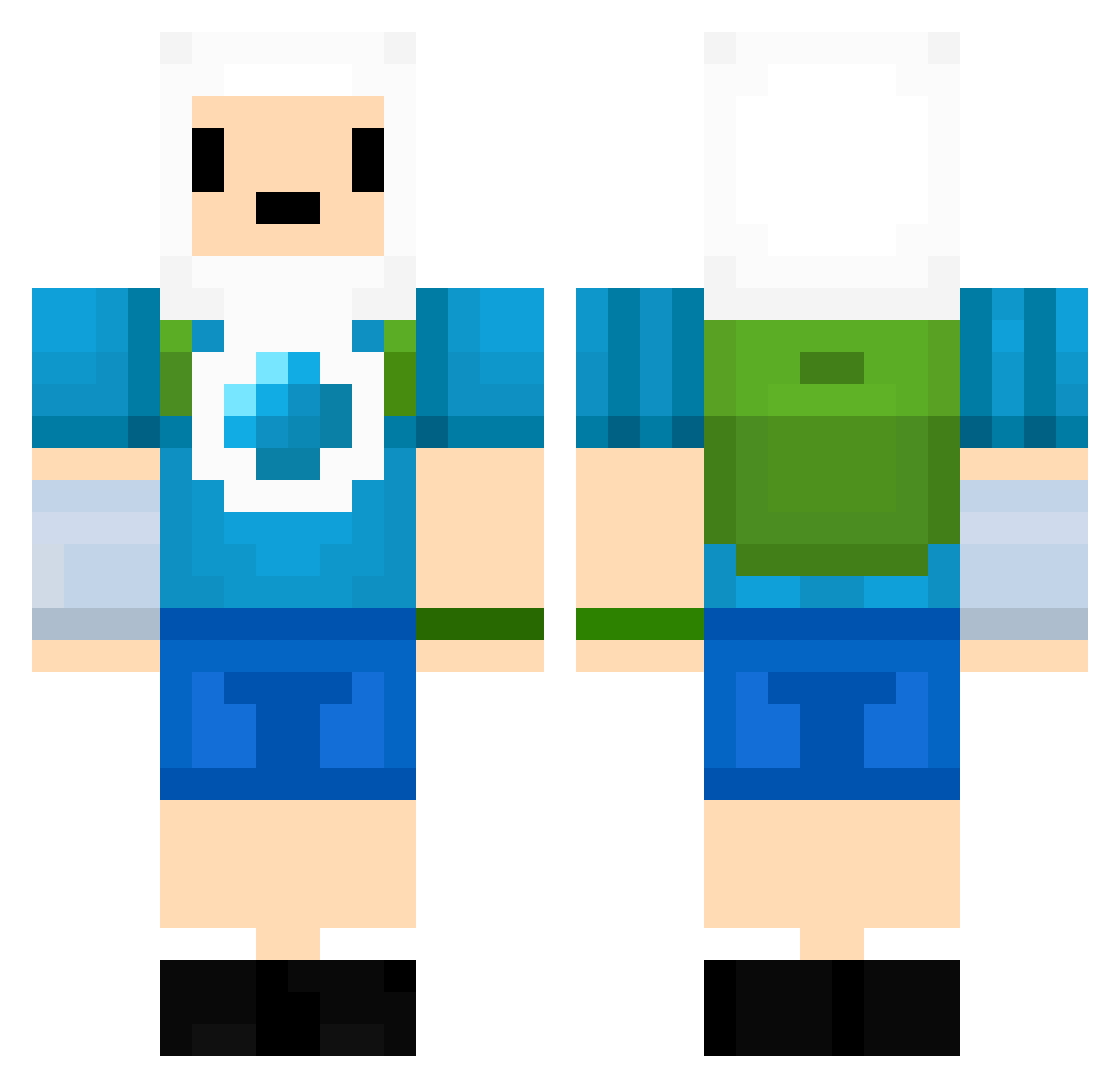 Skewness Minecraft skin, front and back view