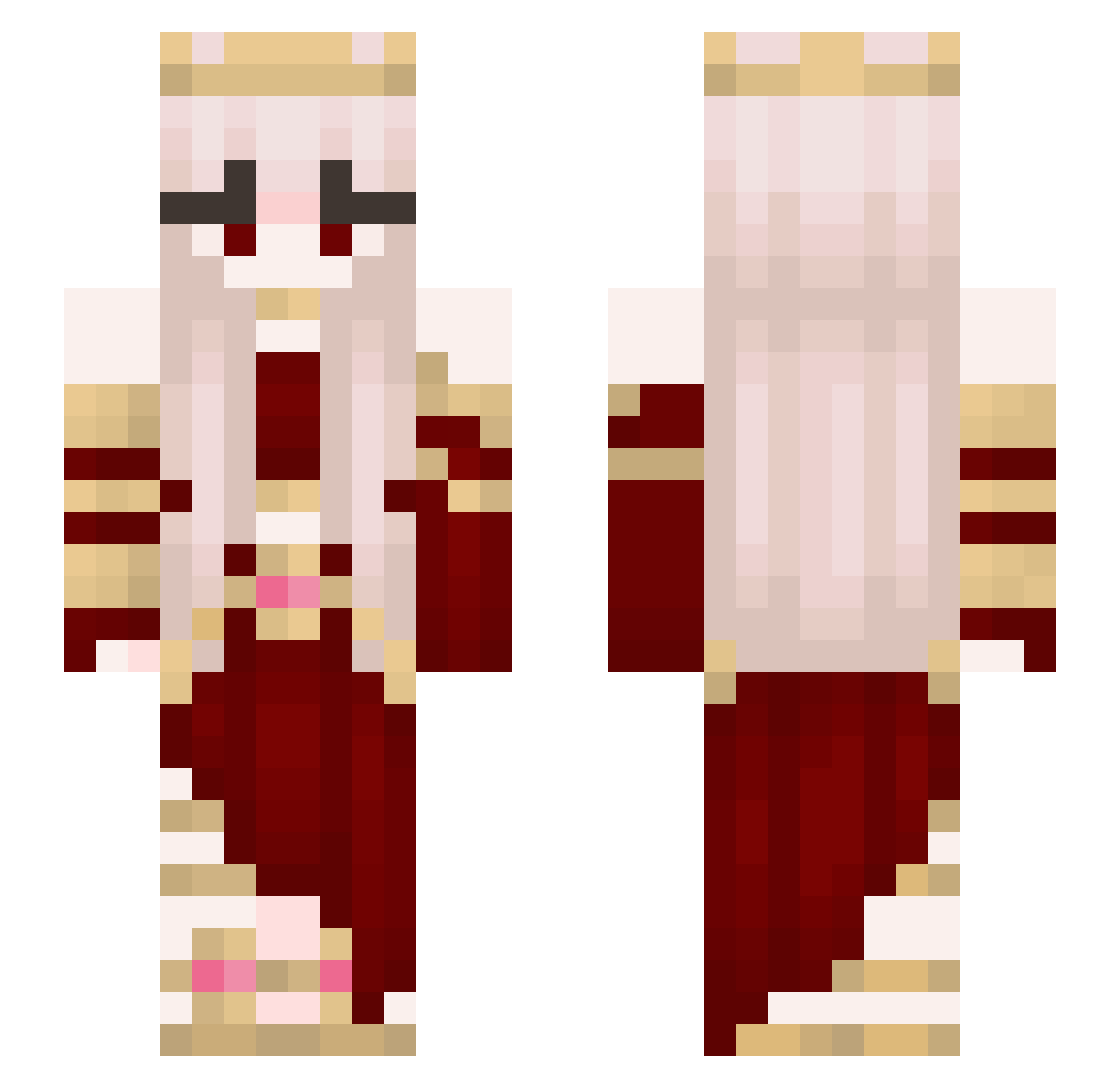 MadameConans Minecraft skin, front and back view