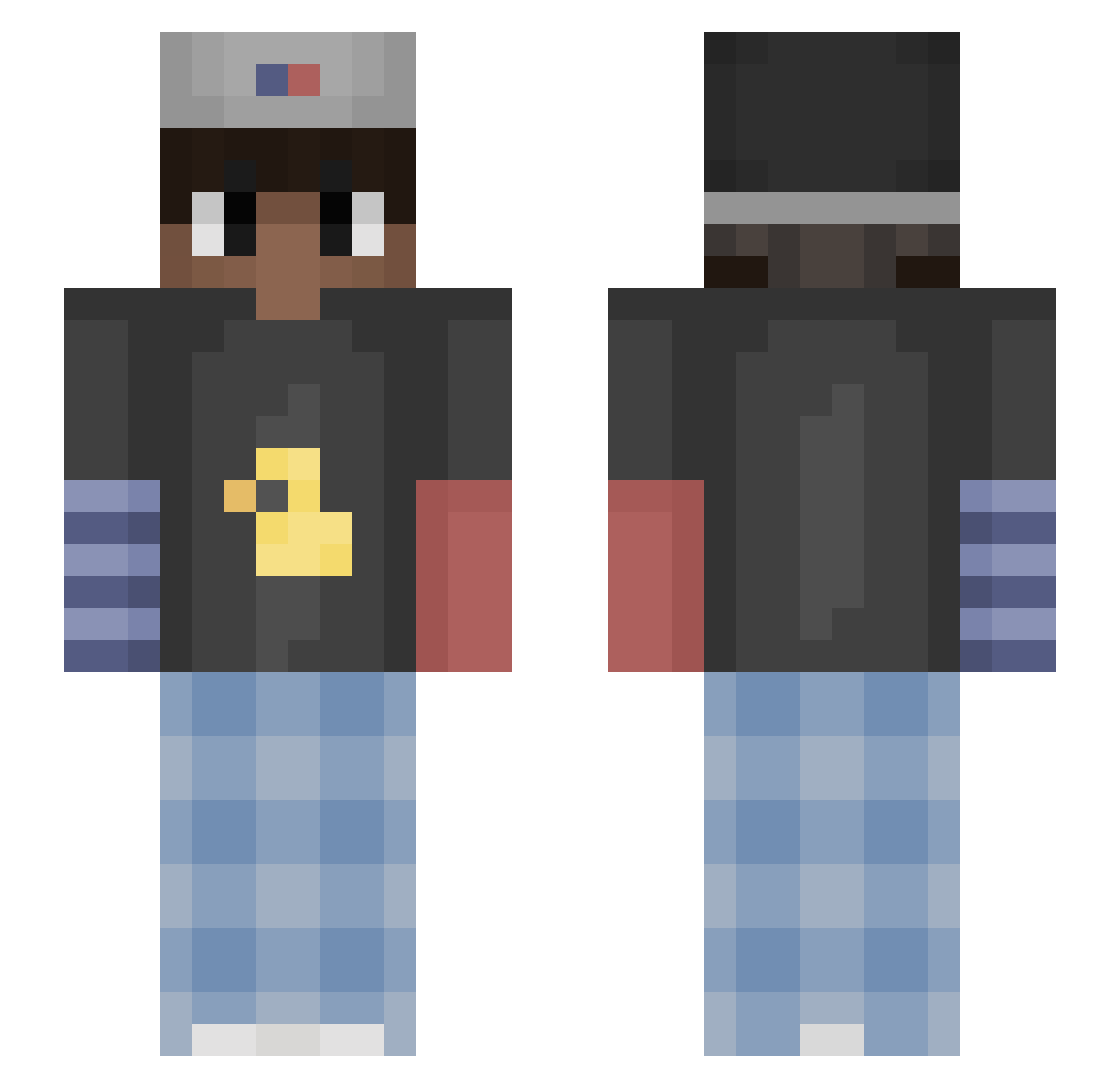 Sleuteltje Minecraft skin, front and back view