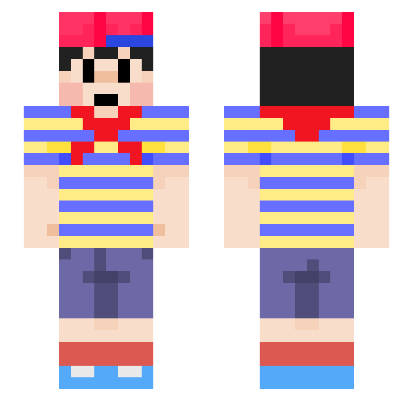 Fiaink Minecraft skin, front and back view