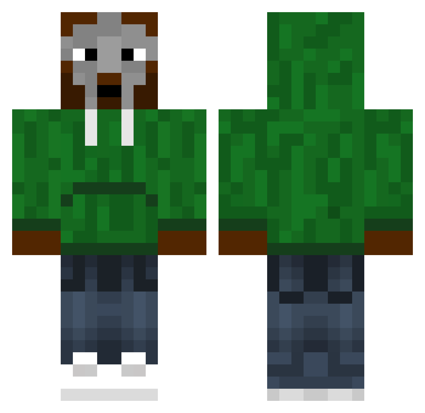 Undared Minecraft skin, front and back view