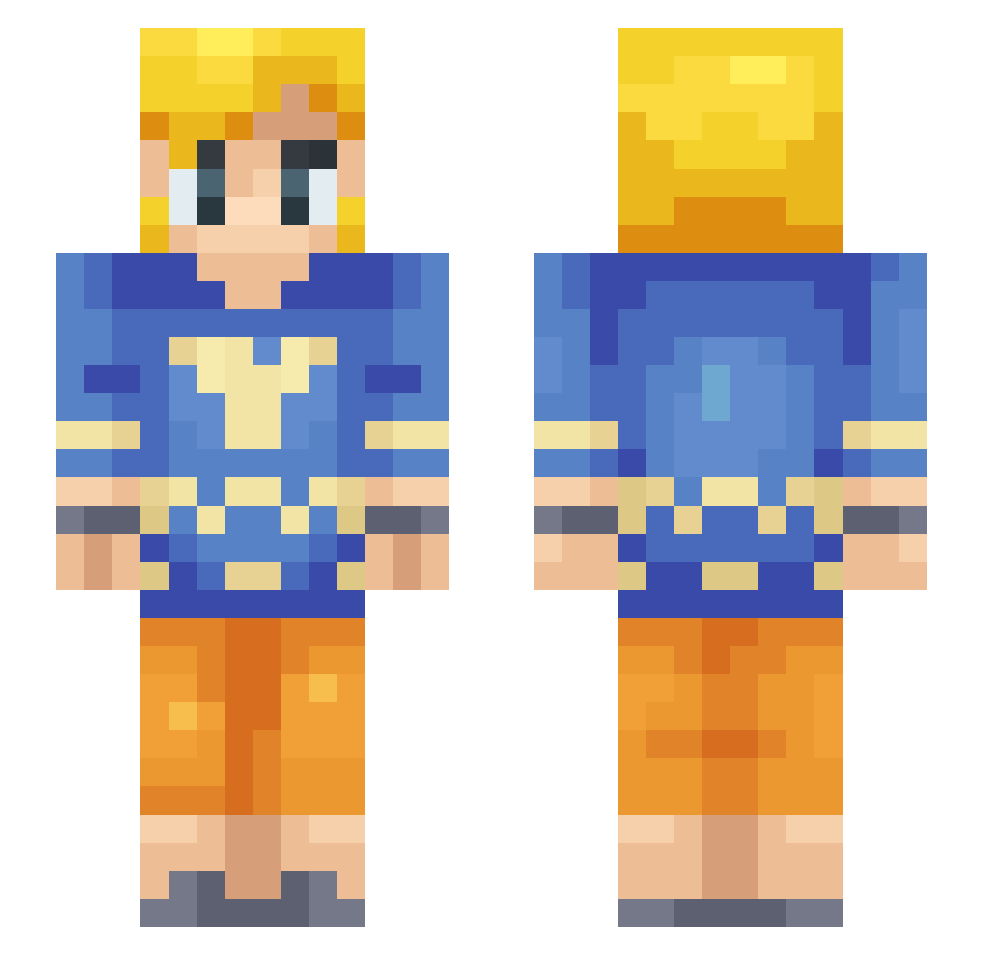 RedOkto Minecraft skin, front and back view