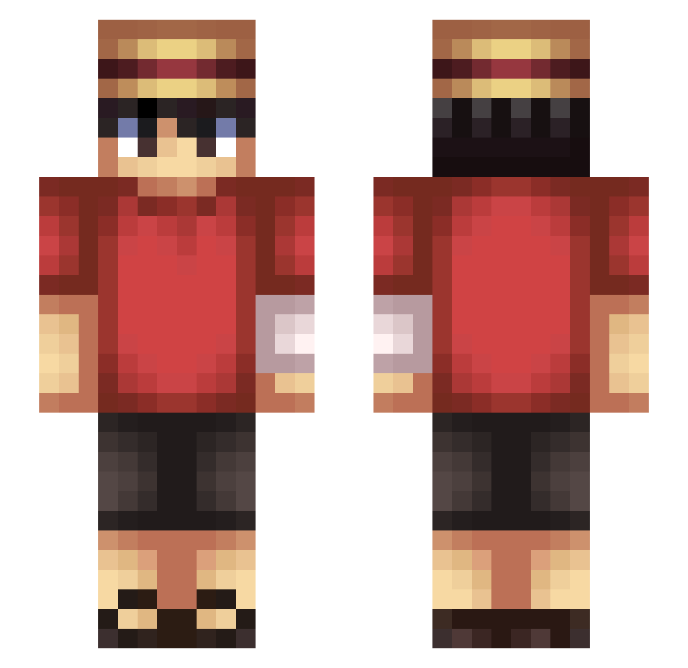Verplantxs Minecraft skin, front and back view