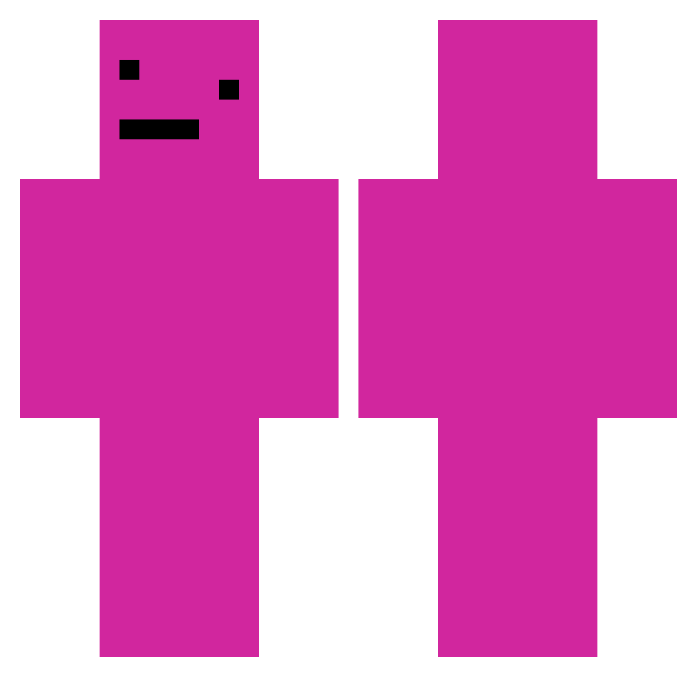 Quorp Minecraft skin, front and back view