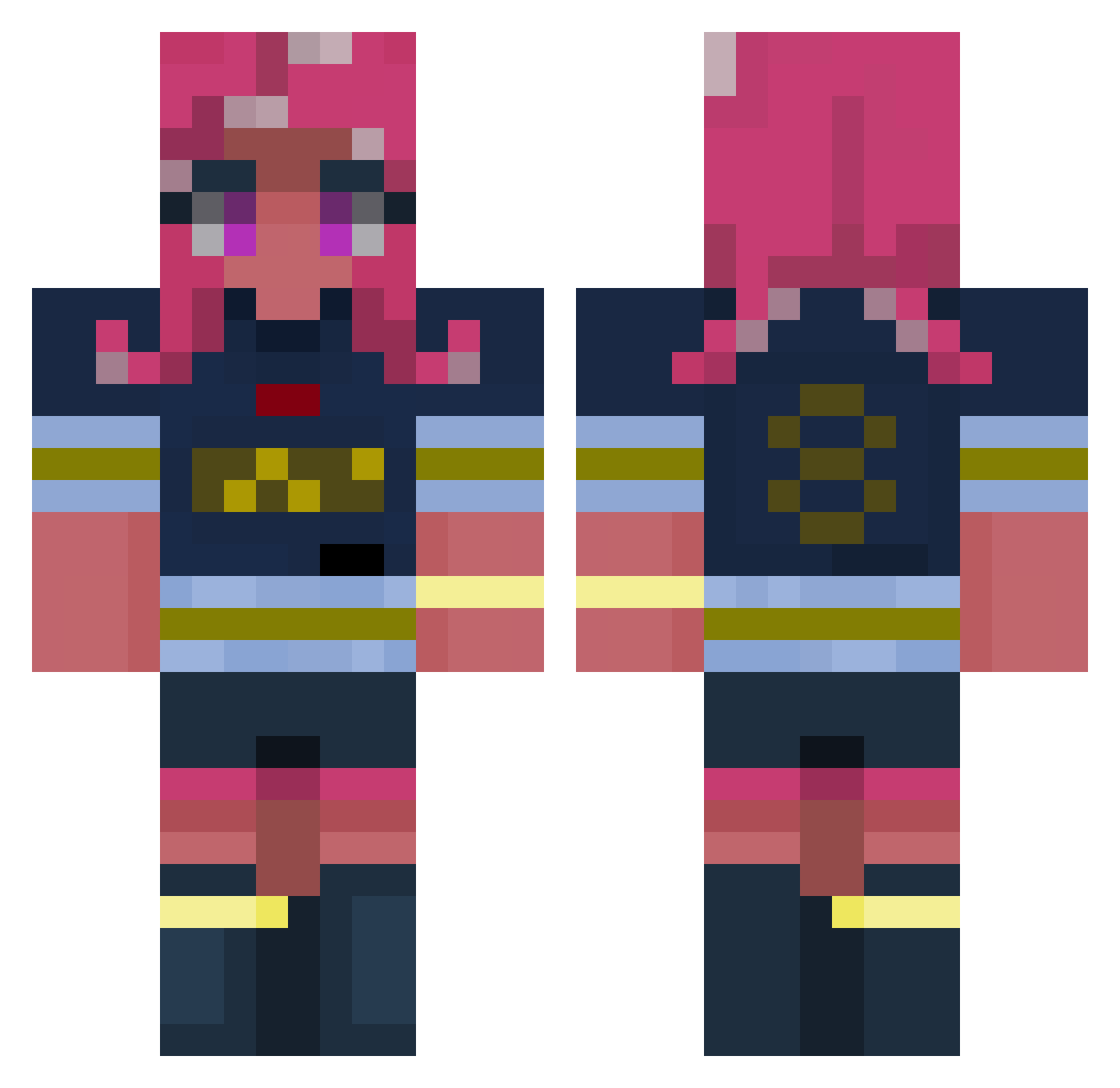 Netherpow Minecraft skin, front and back view
