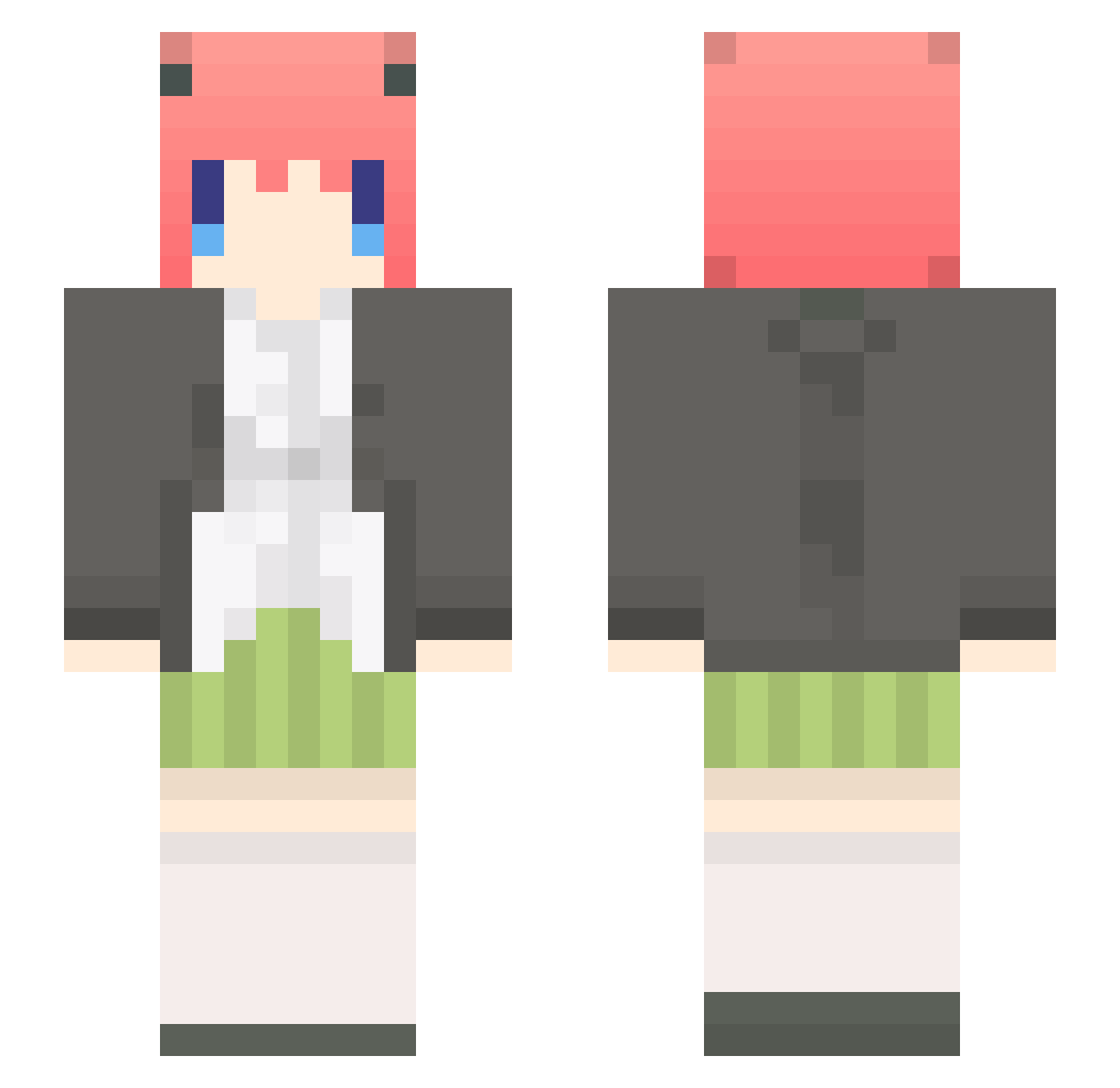 Nino6233 Minecraft skin, front and back view