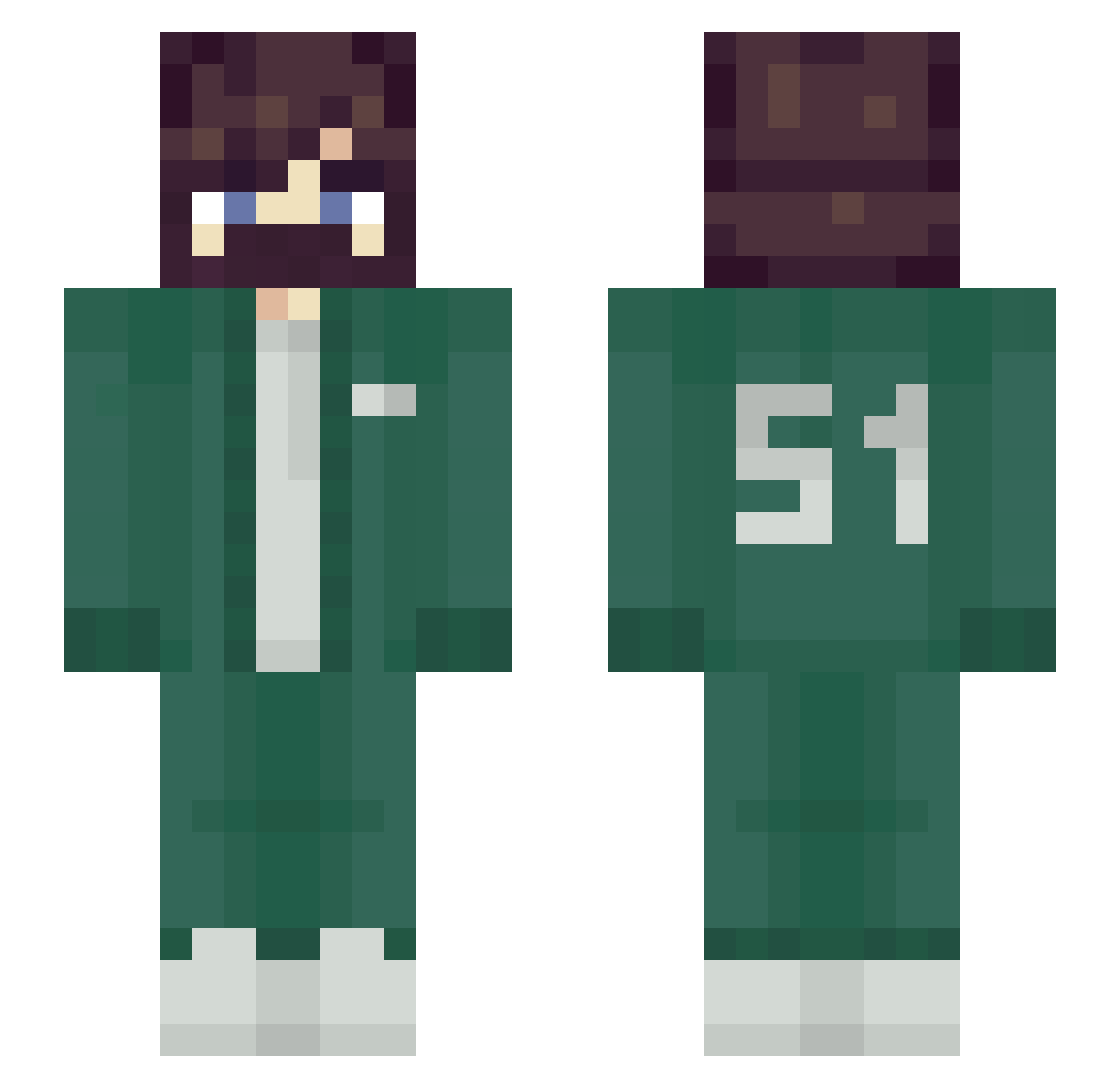 mihadragen Minecraft skin, front and back view