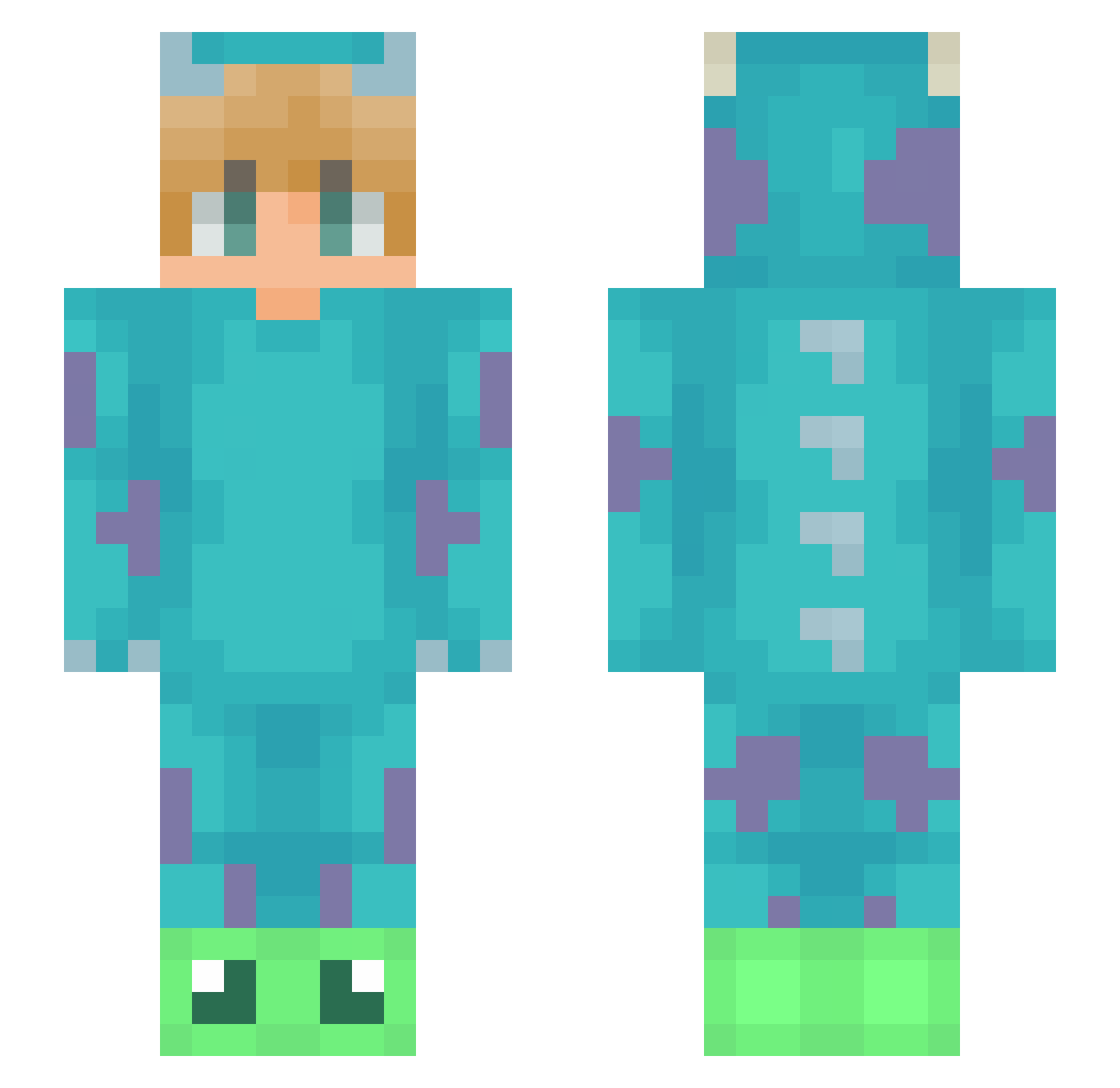 Brikmannetje Minecraft skin, front and back view