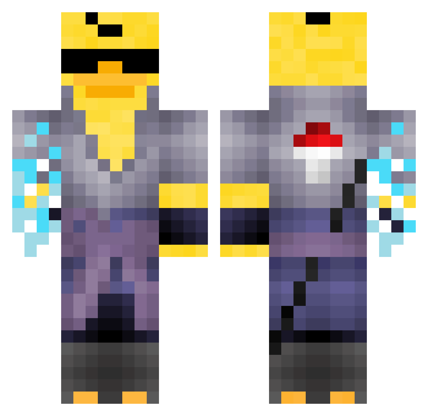 Trenzil Minecraft skin, front and back view