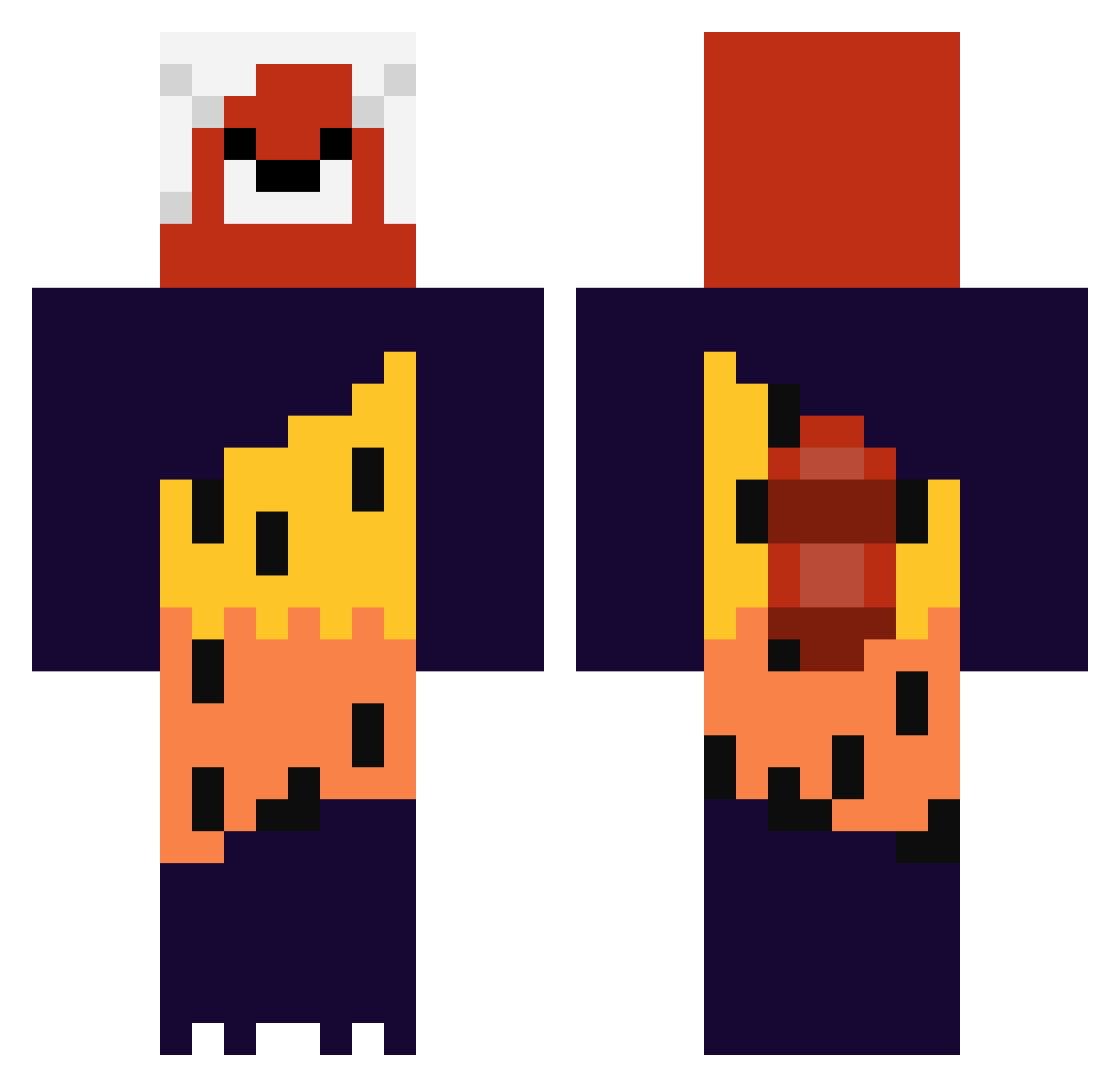 EchoVEVO Minecraft skin, front and back view