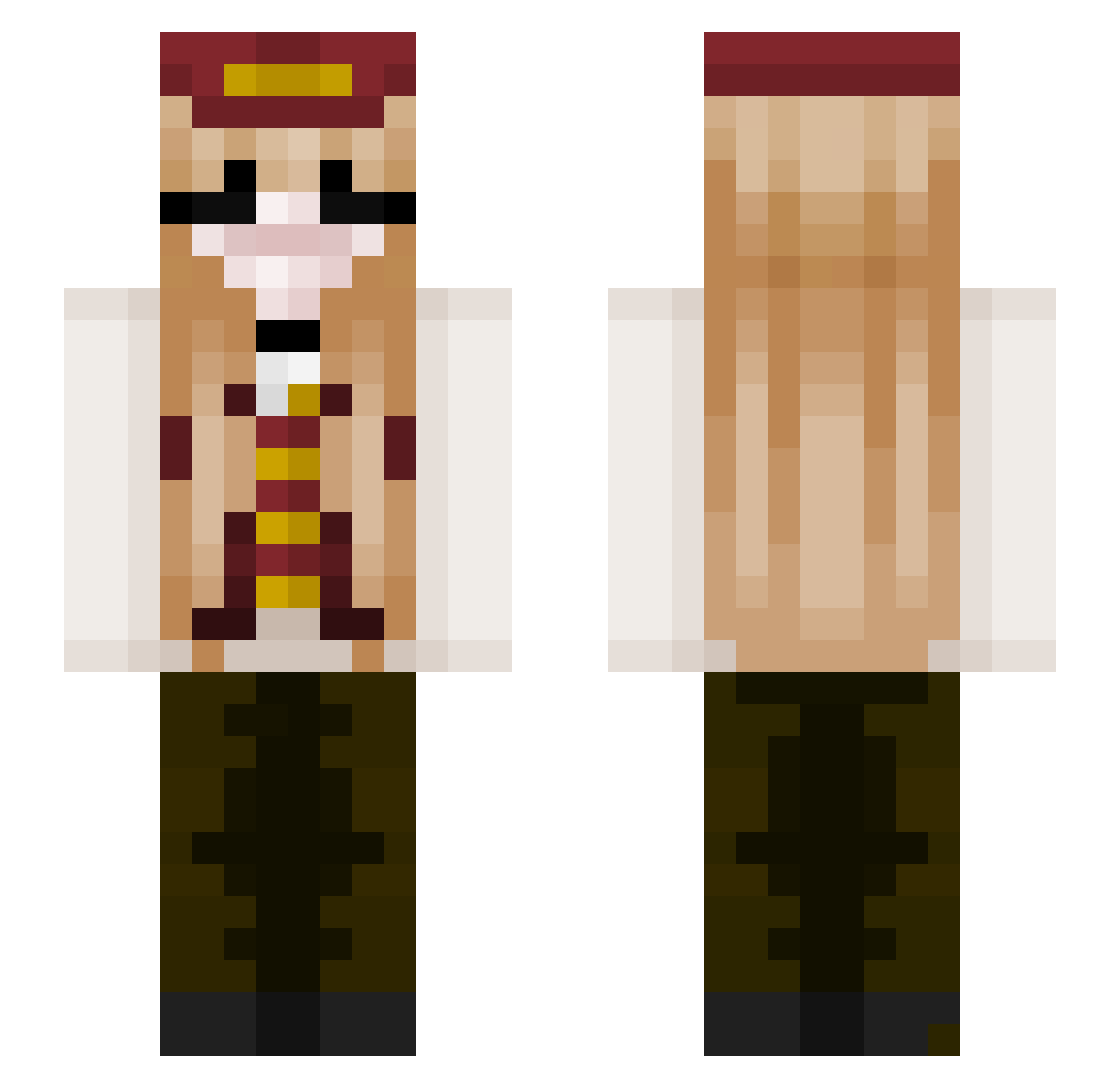 Trains Minecraft skin, front and back view