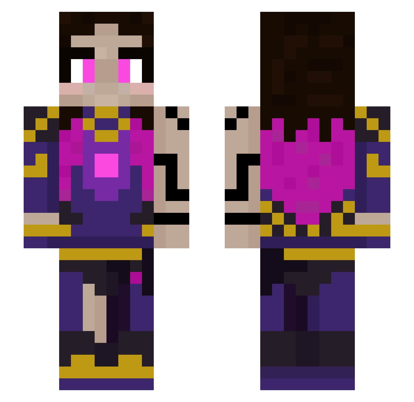 malvaVISco19 Minecraft skin, front and back view