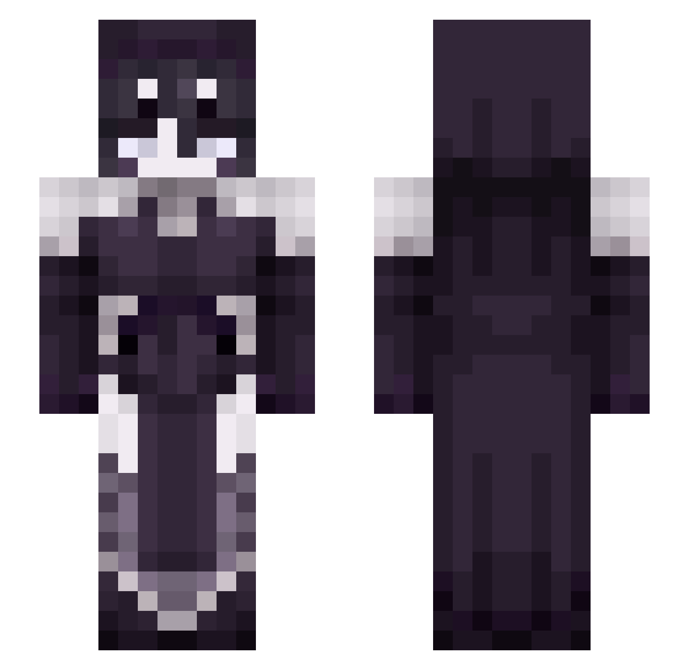 RavenLikesDads Minecraft skin, front and back view