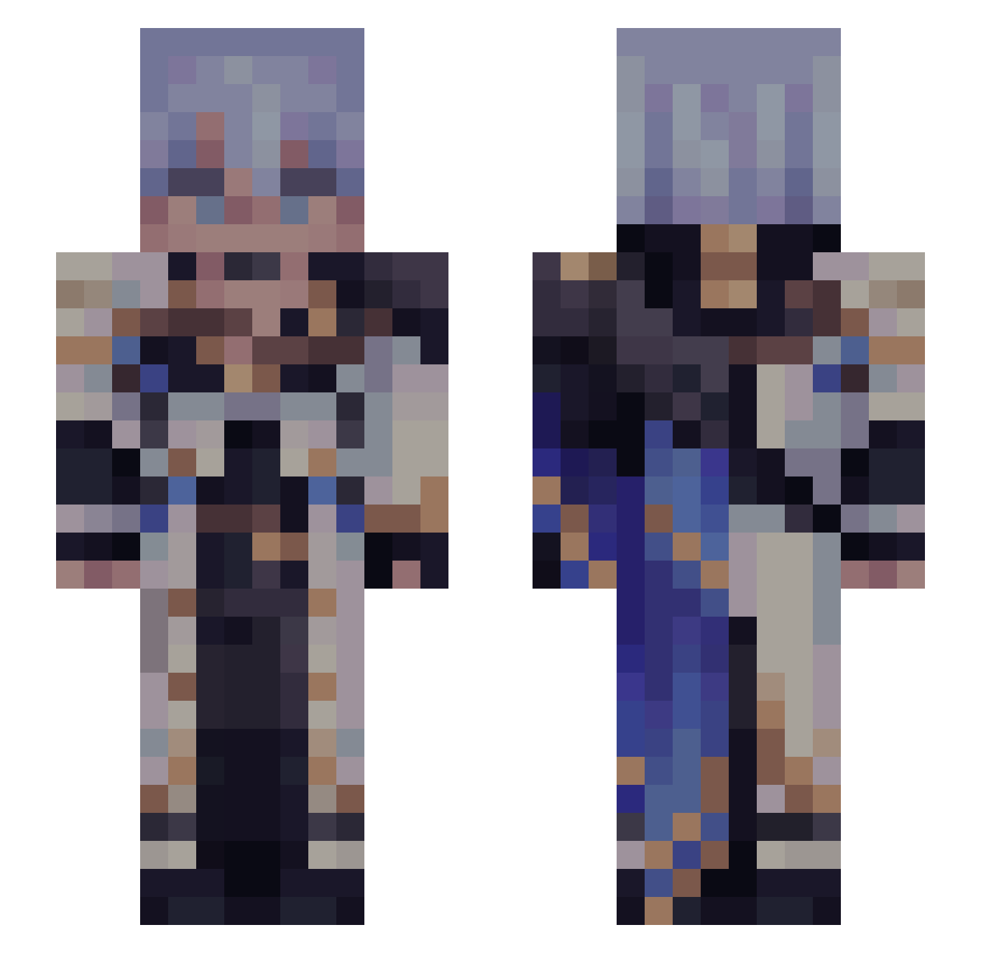 Izkalandar Minecraft skin, front and back view