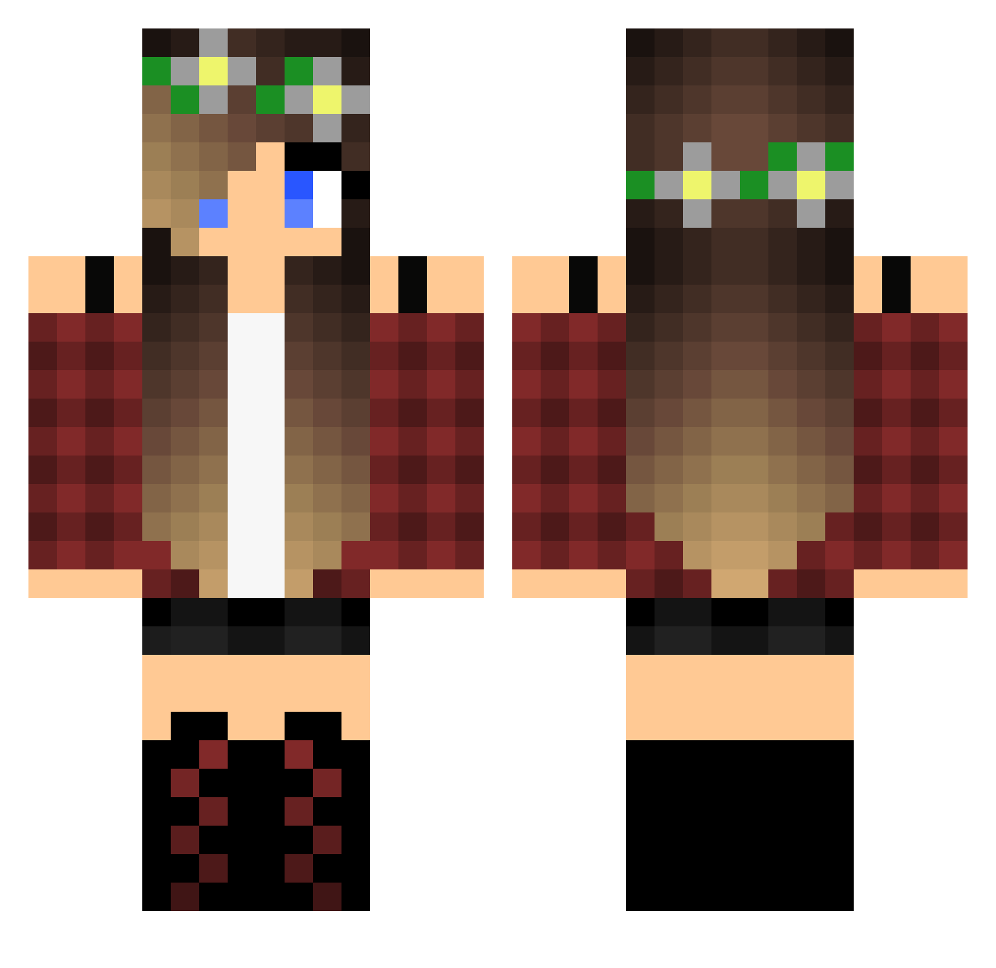 Wowed Minecraft skin, front and back view