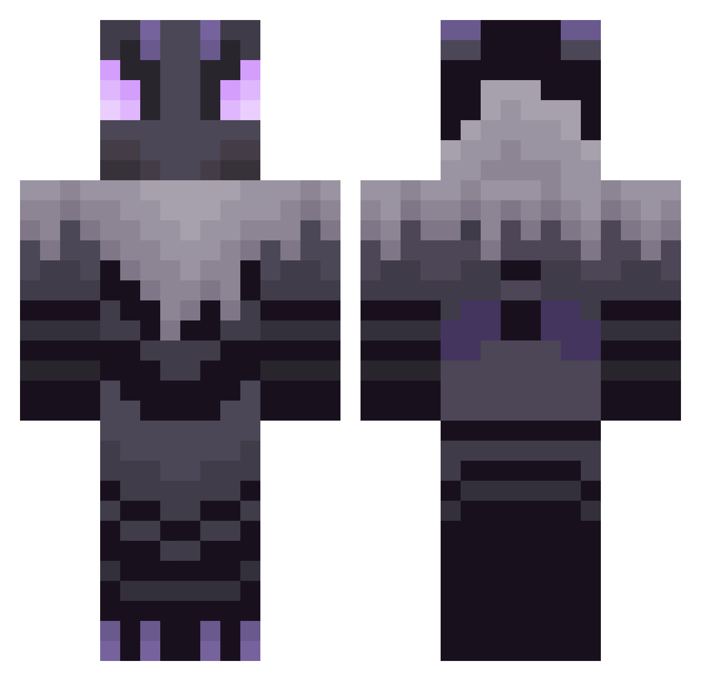 MothMilkMan Minecraft skin, front and back view