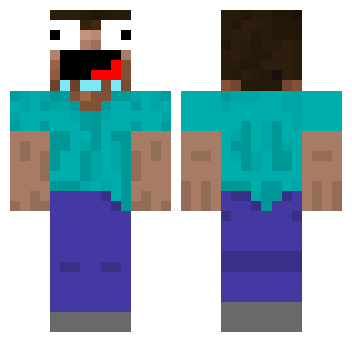 Zeratordevil Minecraft skin, front and back view