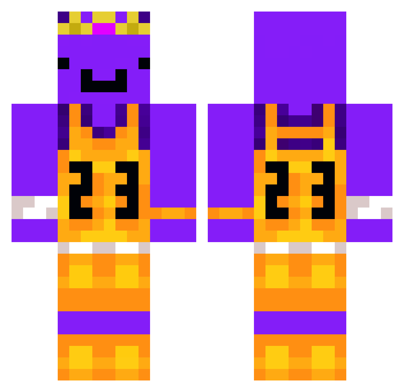 kinglelle Minecraft skin, front and back view