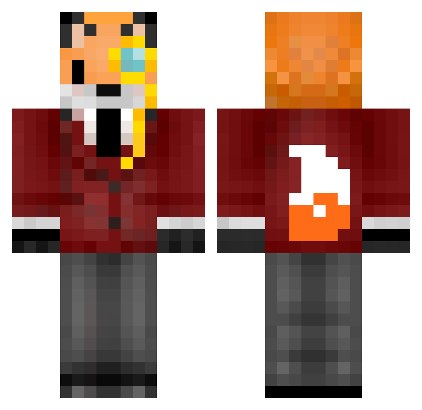 Parafoxy Minecraft skin, front and back view