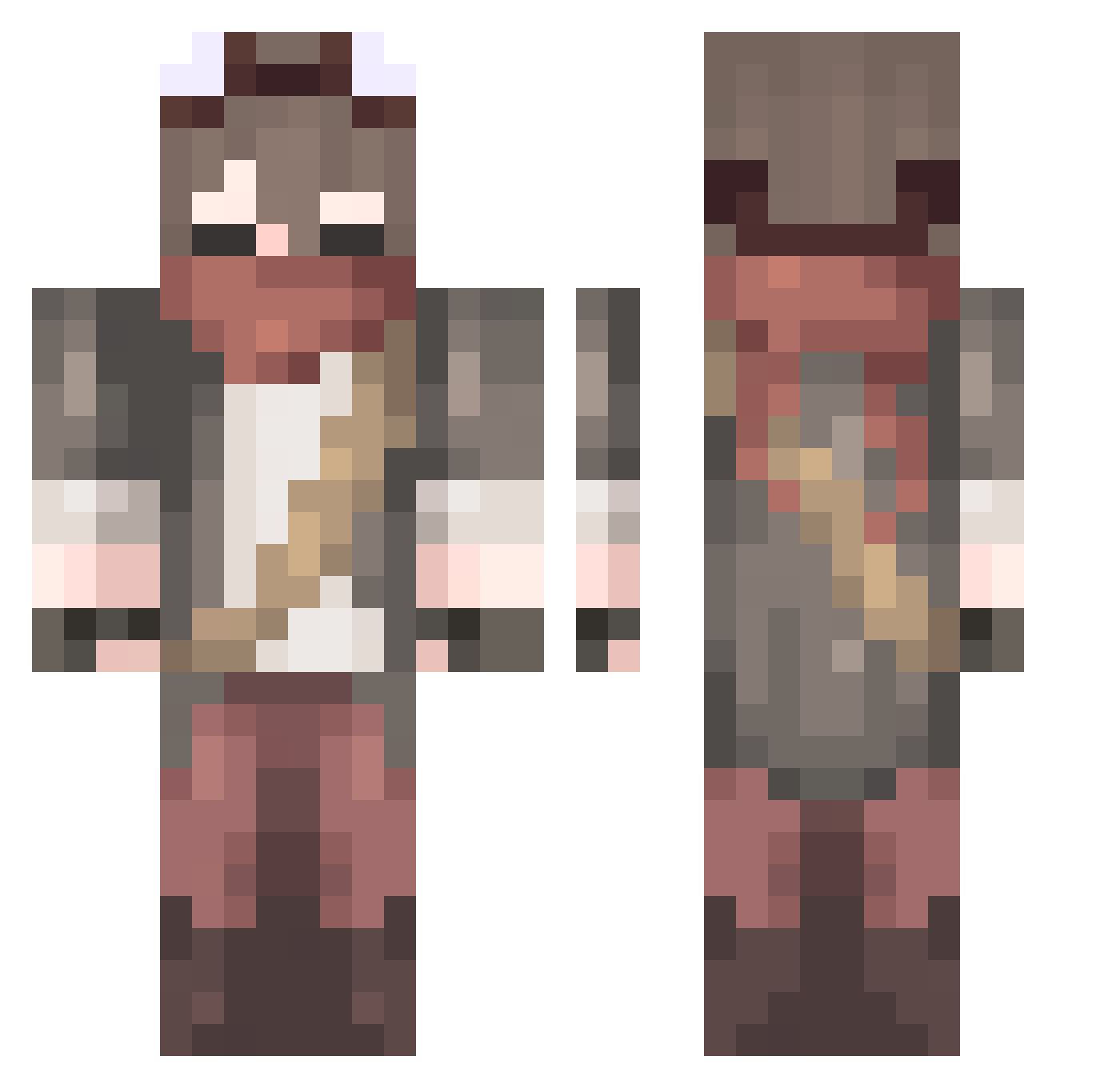 Yusmo Minecraft skin, front and back view